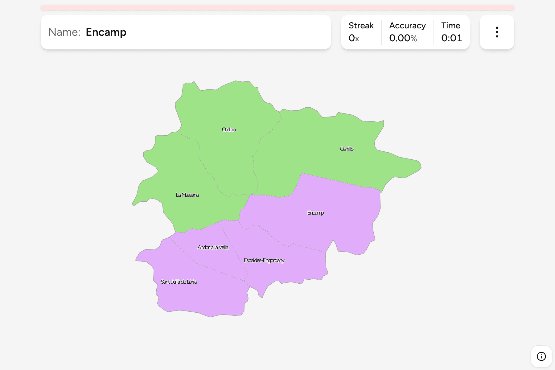 Screenshot of Andorra Parishes game