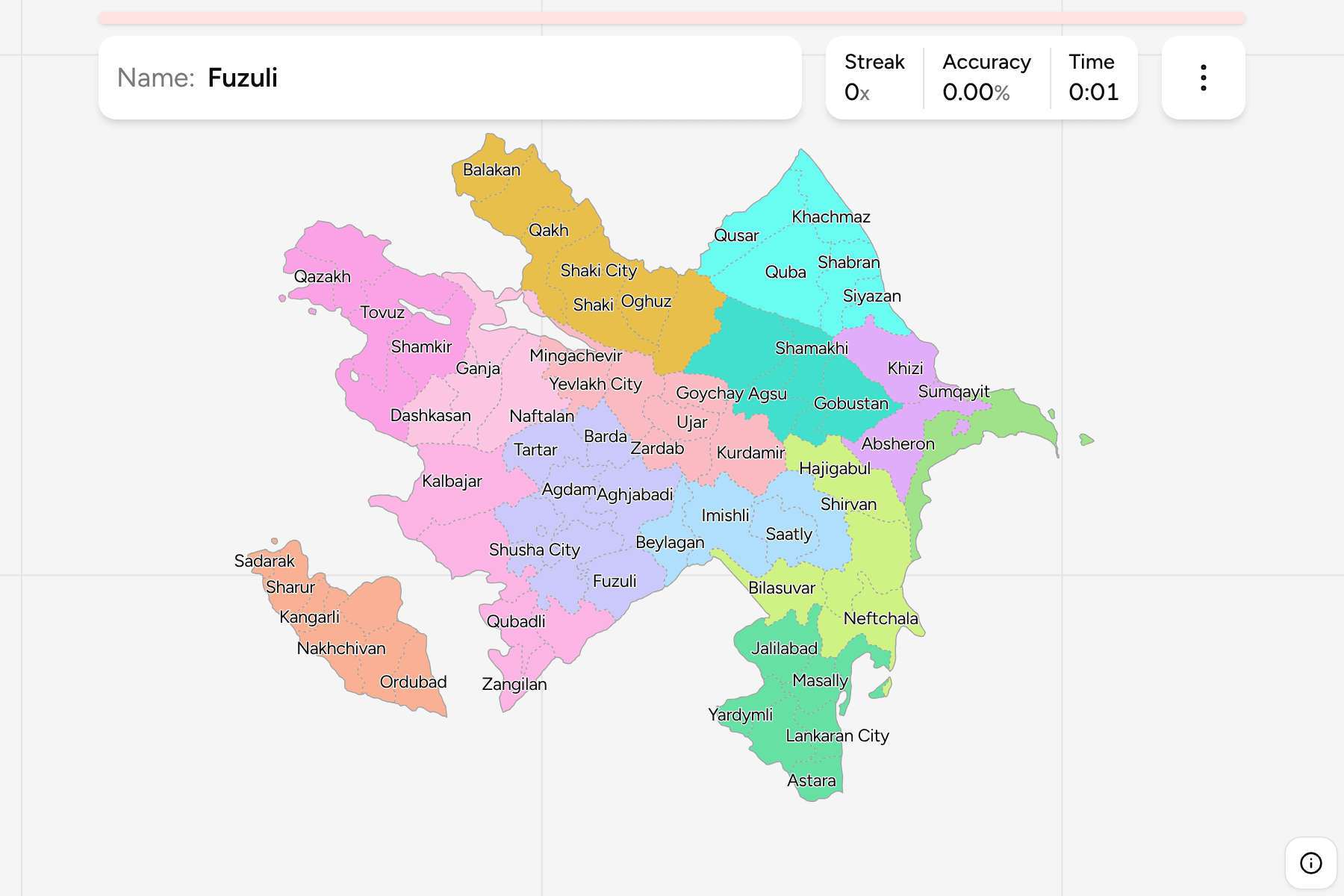 Screenshot of Azerbaijan Districts game