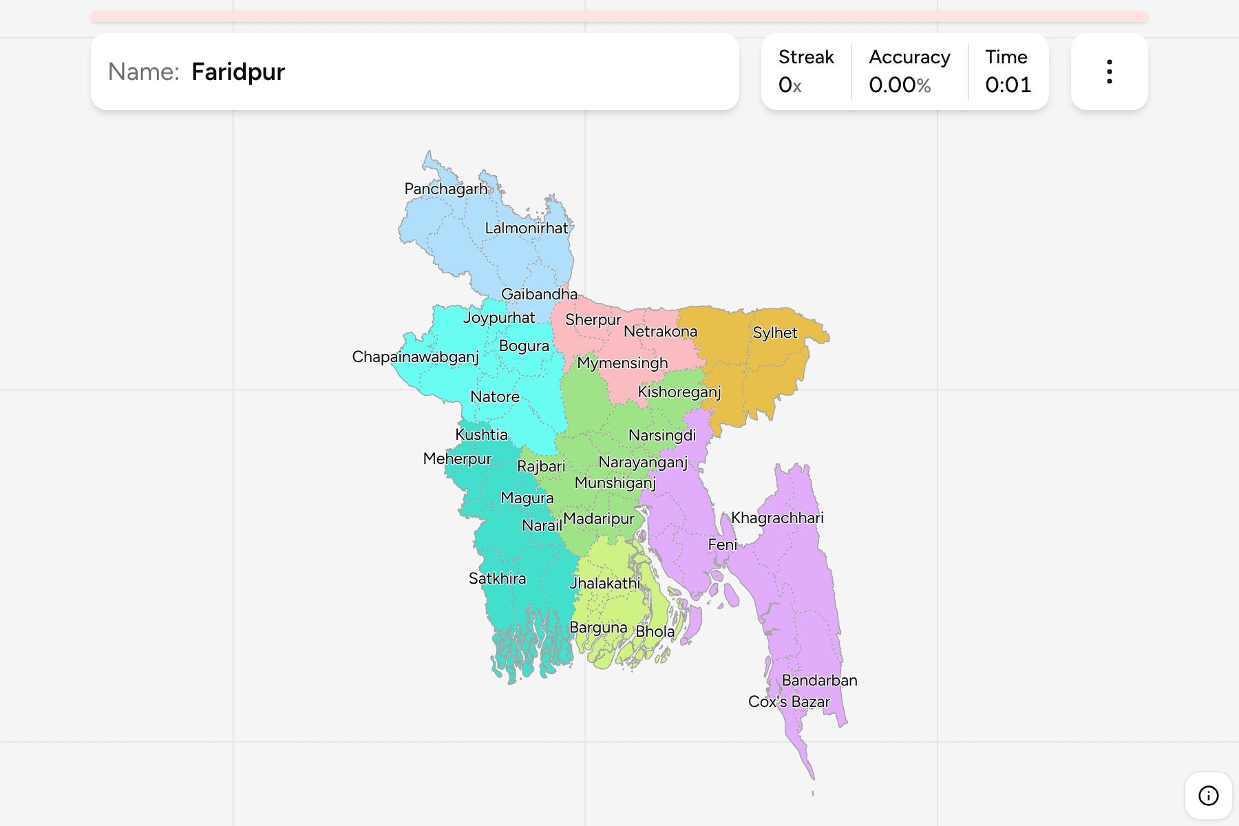 Screenshot of Bangladesh Districts game