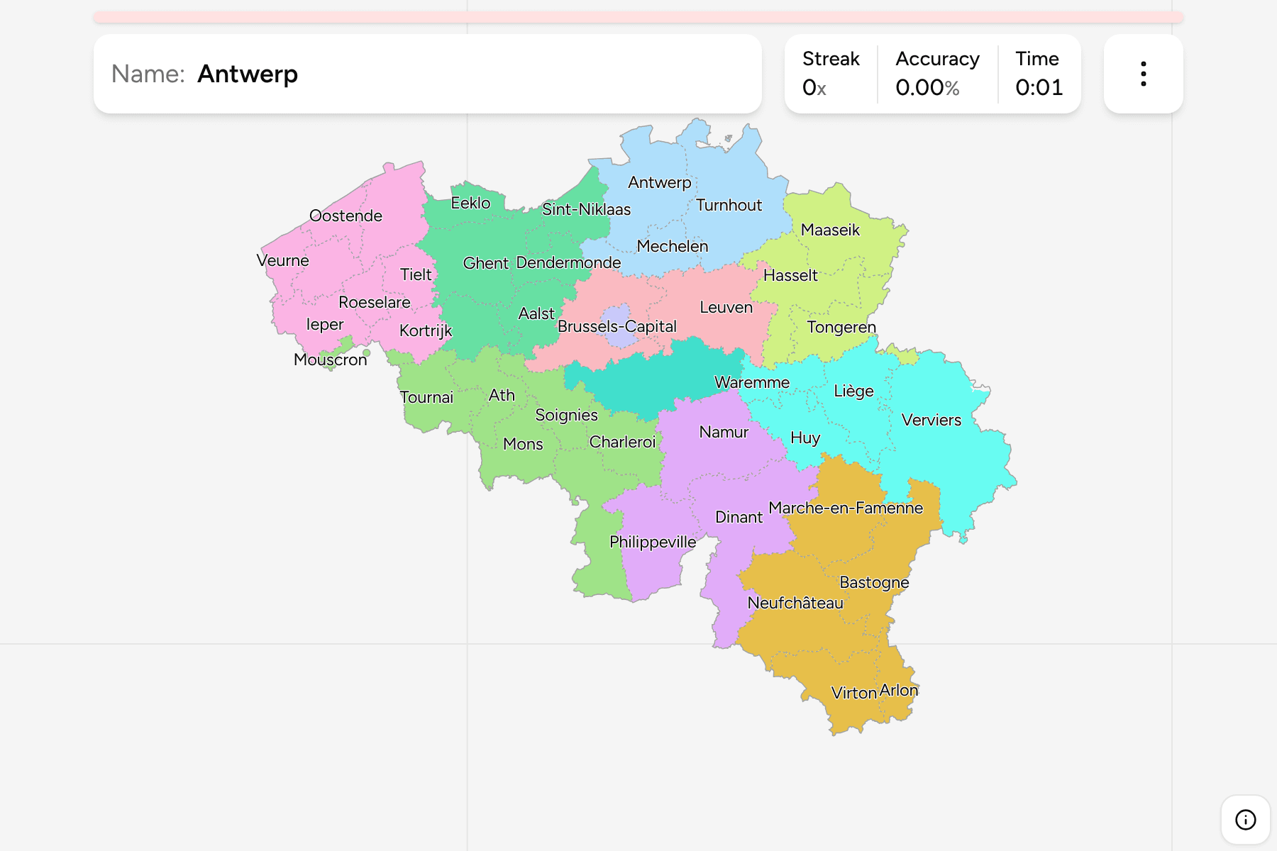 Screenshot of Belgium Arrondissements