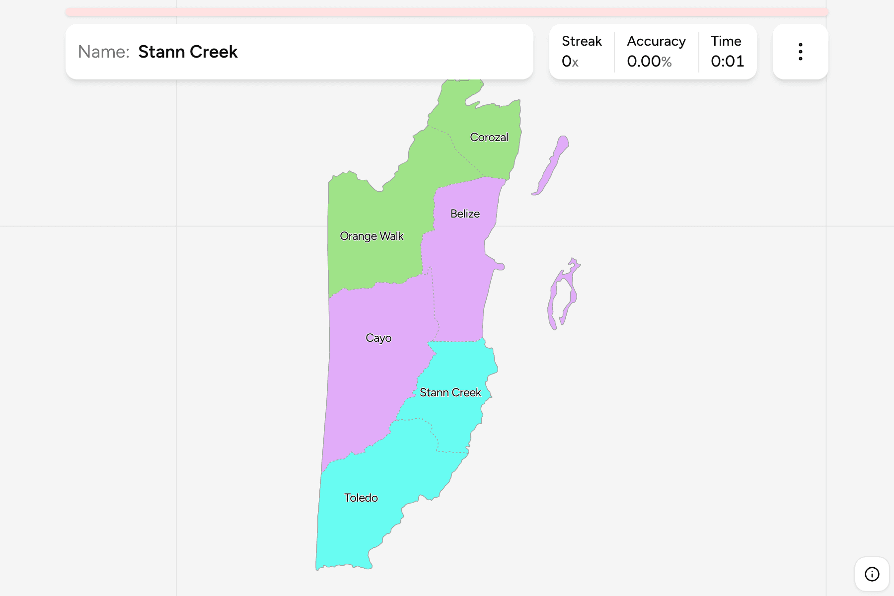 Screenshot of Belize Districts game