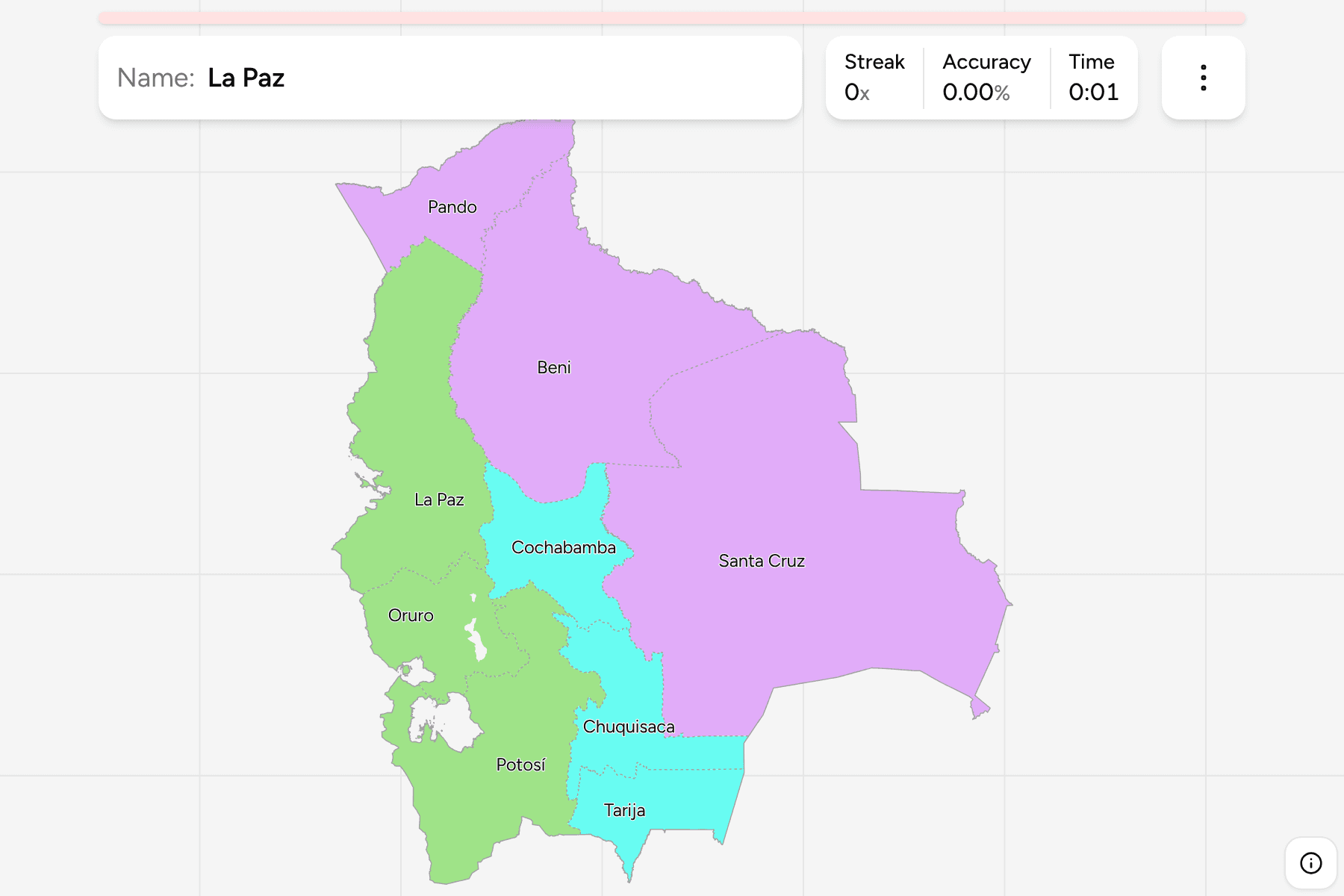 Screenshot of Bolivia Departments game