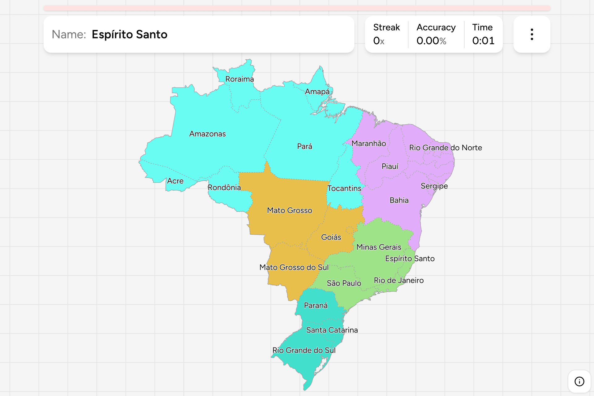 Screenshot of Brazil States game