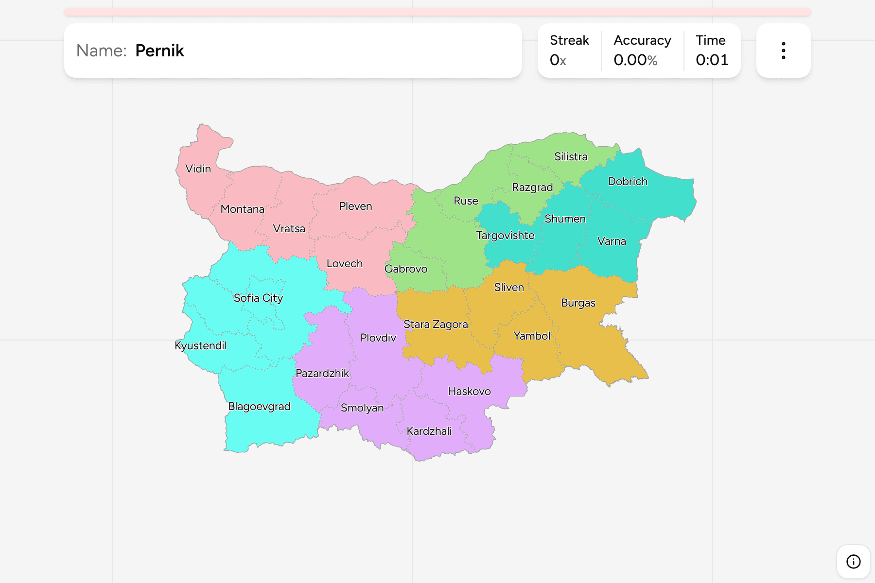 Screenshot of Bulgaria Provinces game