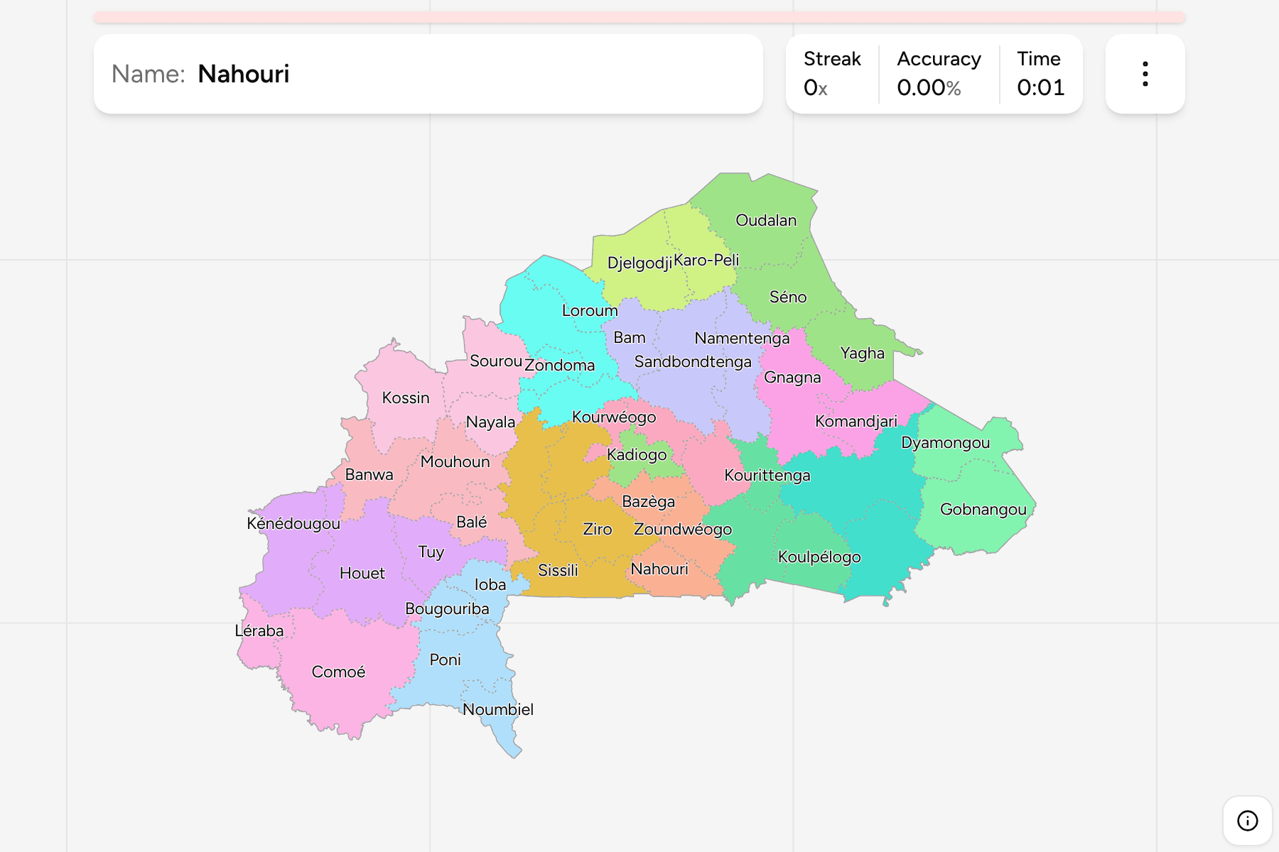 Screenshot of Burkina Faso Provinces game