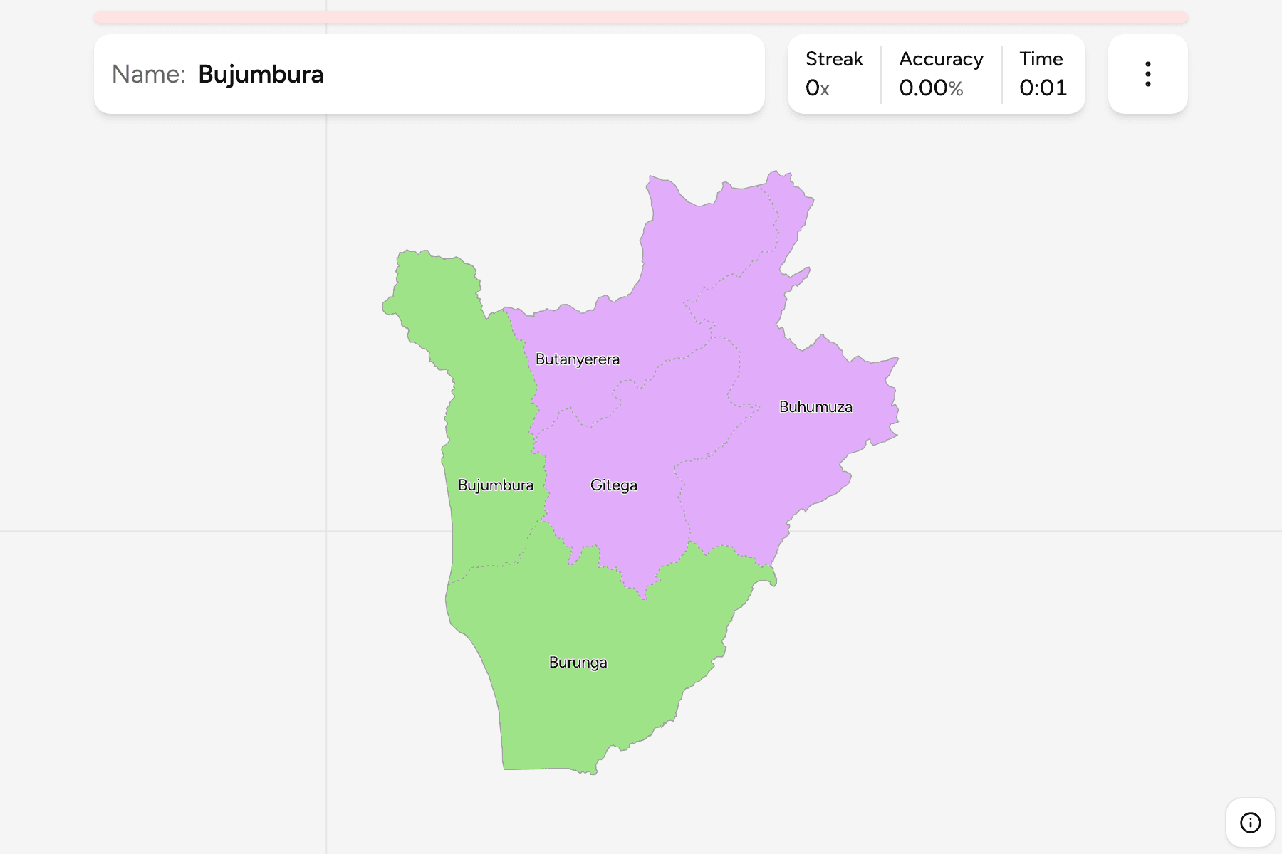 Screenshot of Burundi Provinces game