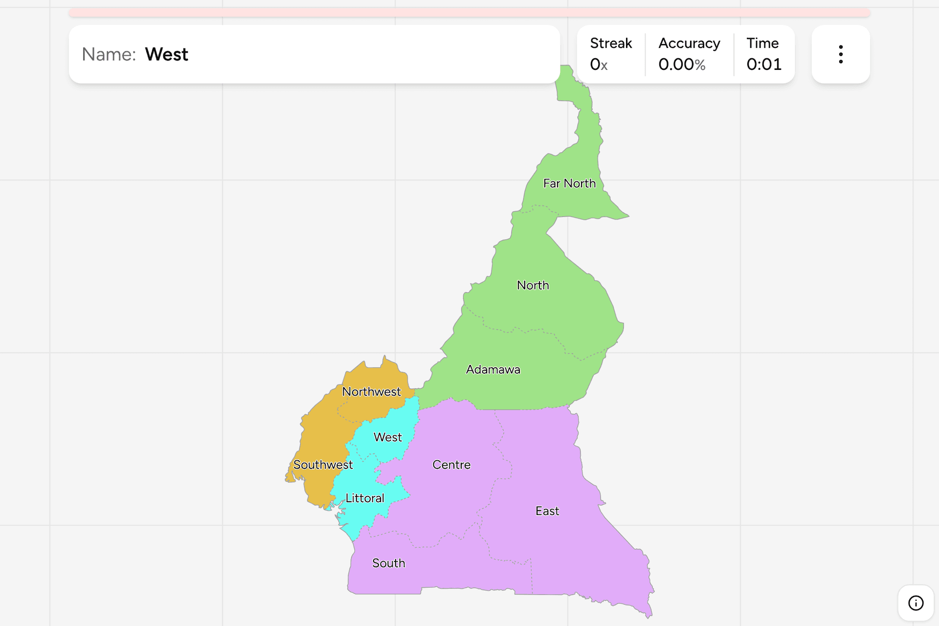 Screenshot of Cameroon Regions game