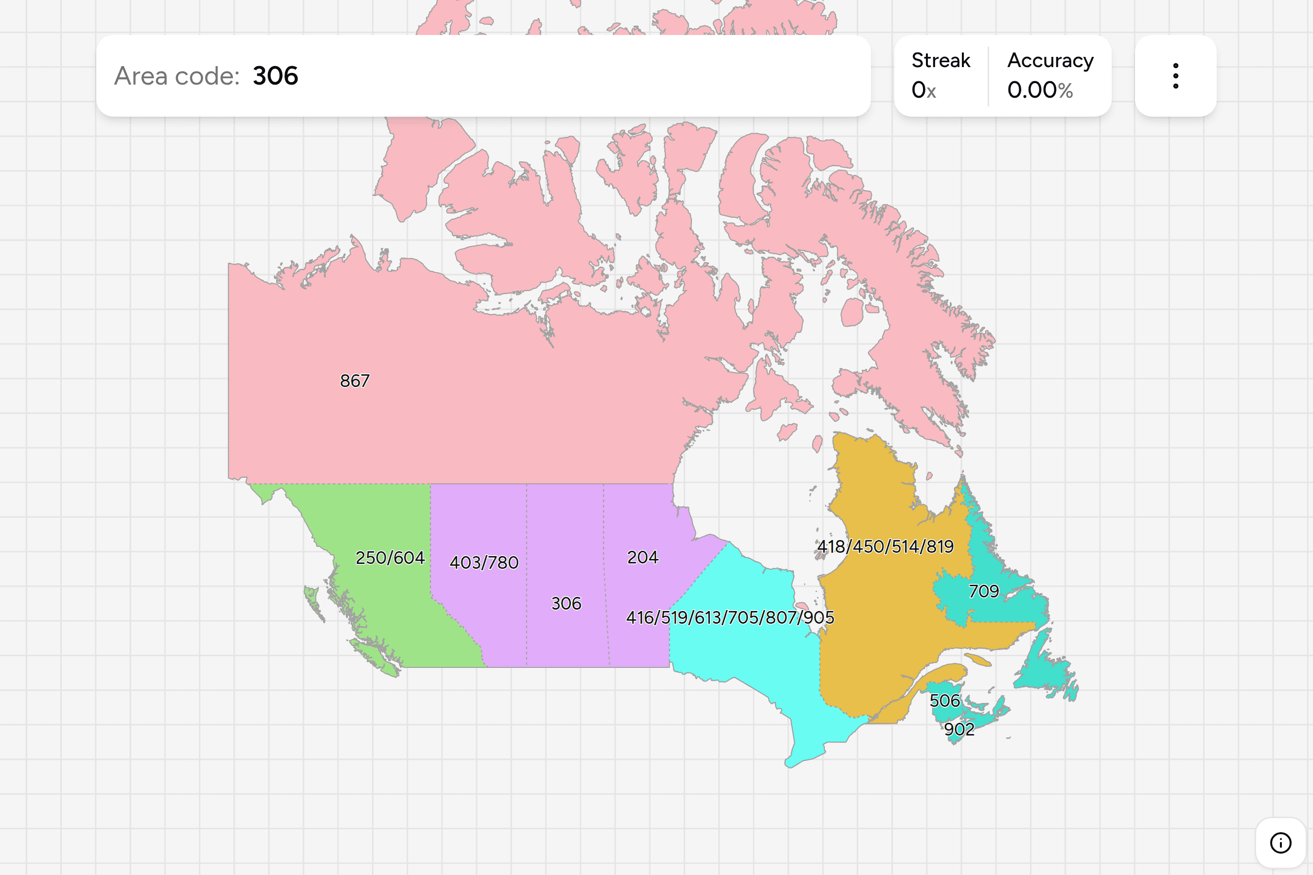Screenshot of Canada Dialing Codes