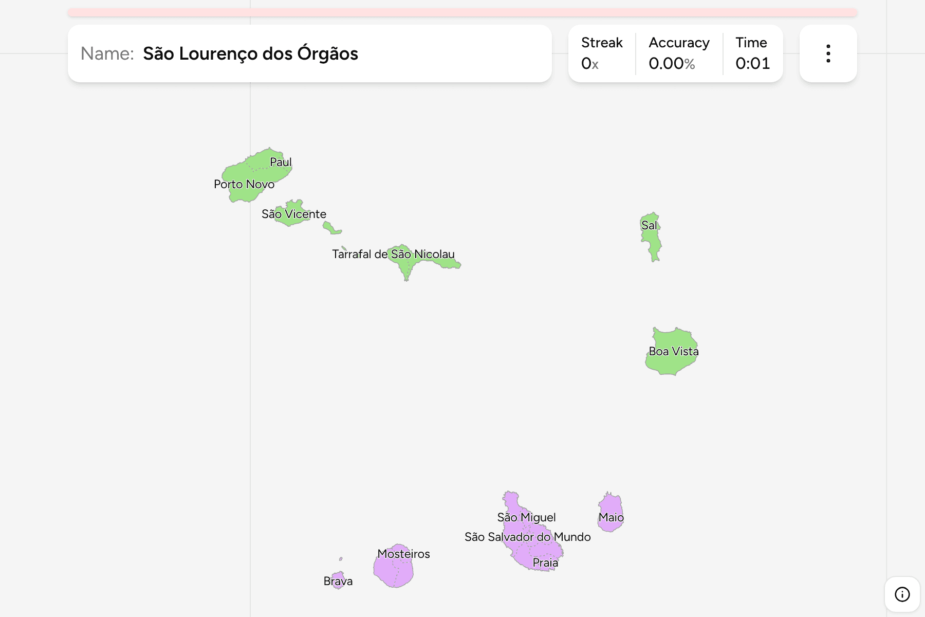 Screenshot of Cape Verde Municipalities game