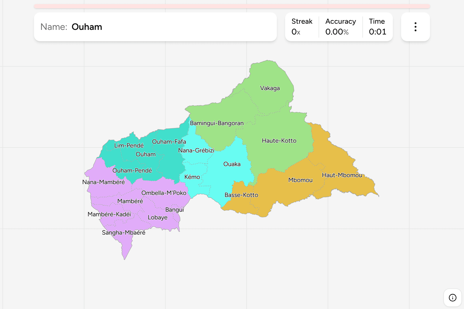 Screenshot of Central African Republic Prefectures game