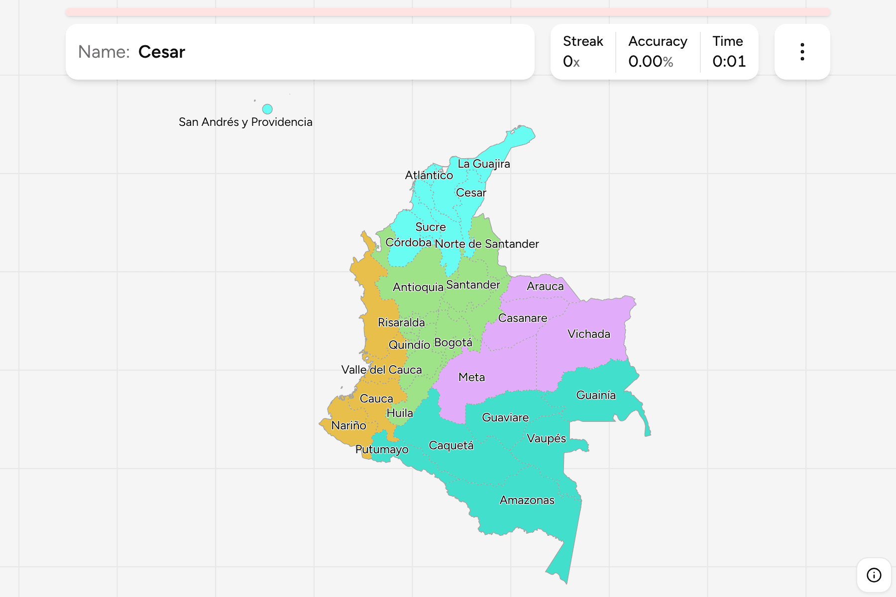 Screenshot of Colombia Departments