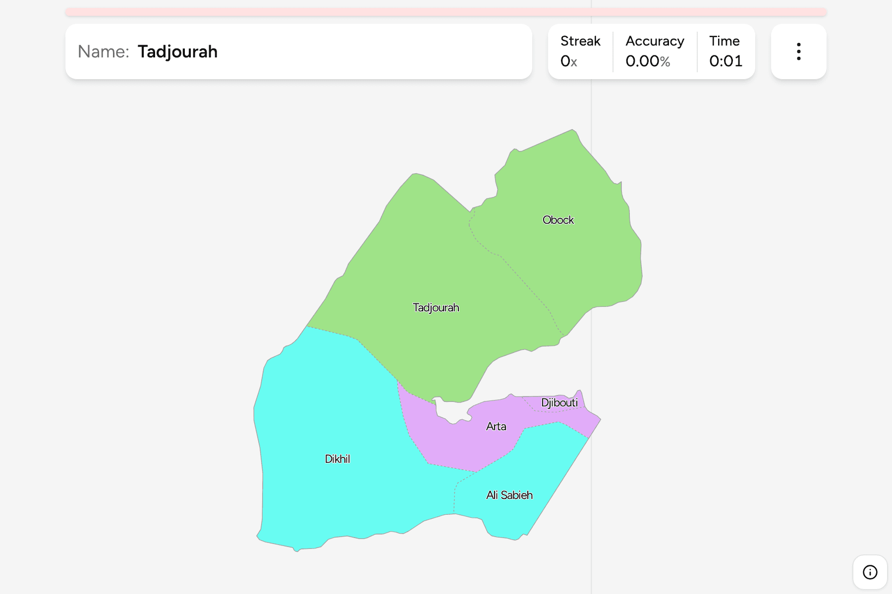 Screenshot of Djibouti Regions game