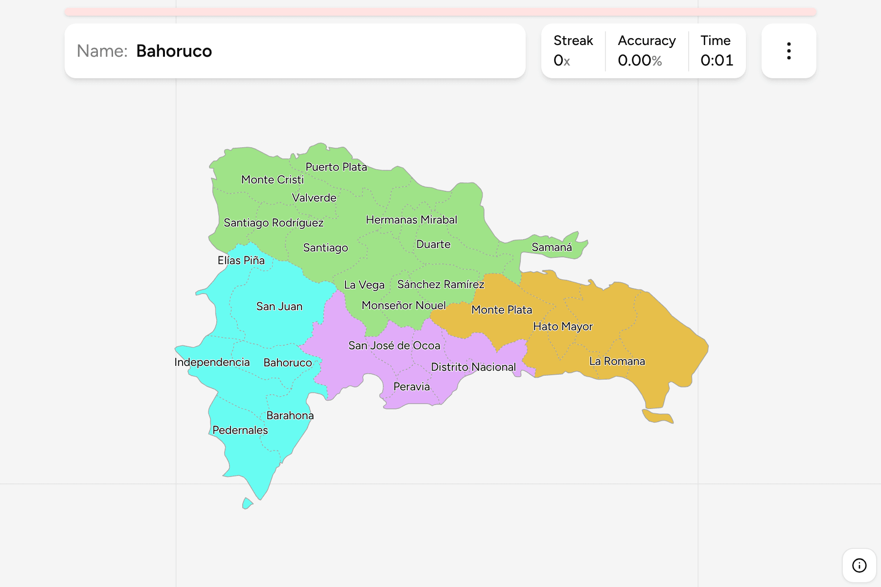 Screenshot of Dominican Republic Provinces game