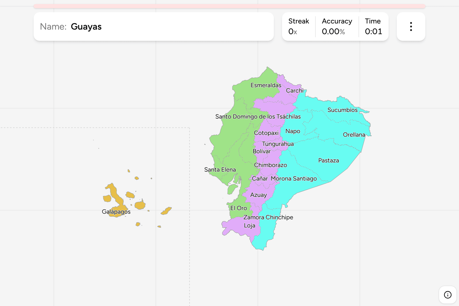 Screenshot of Ecuador Provinces game