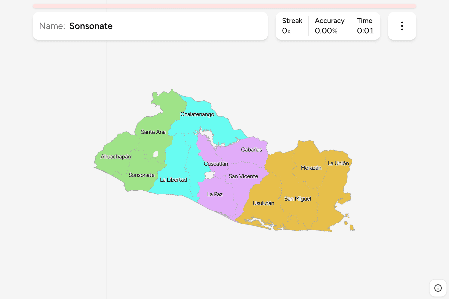 Screenshot of El Salvador Departments game