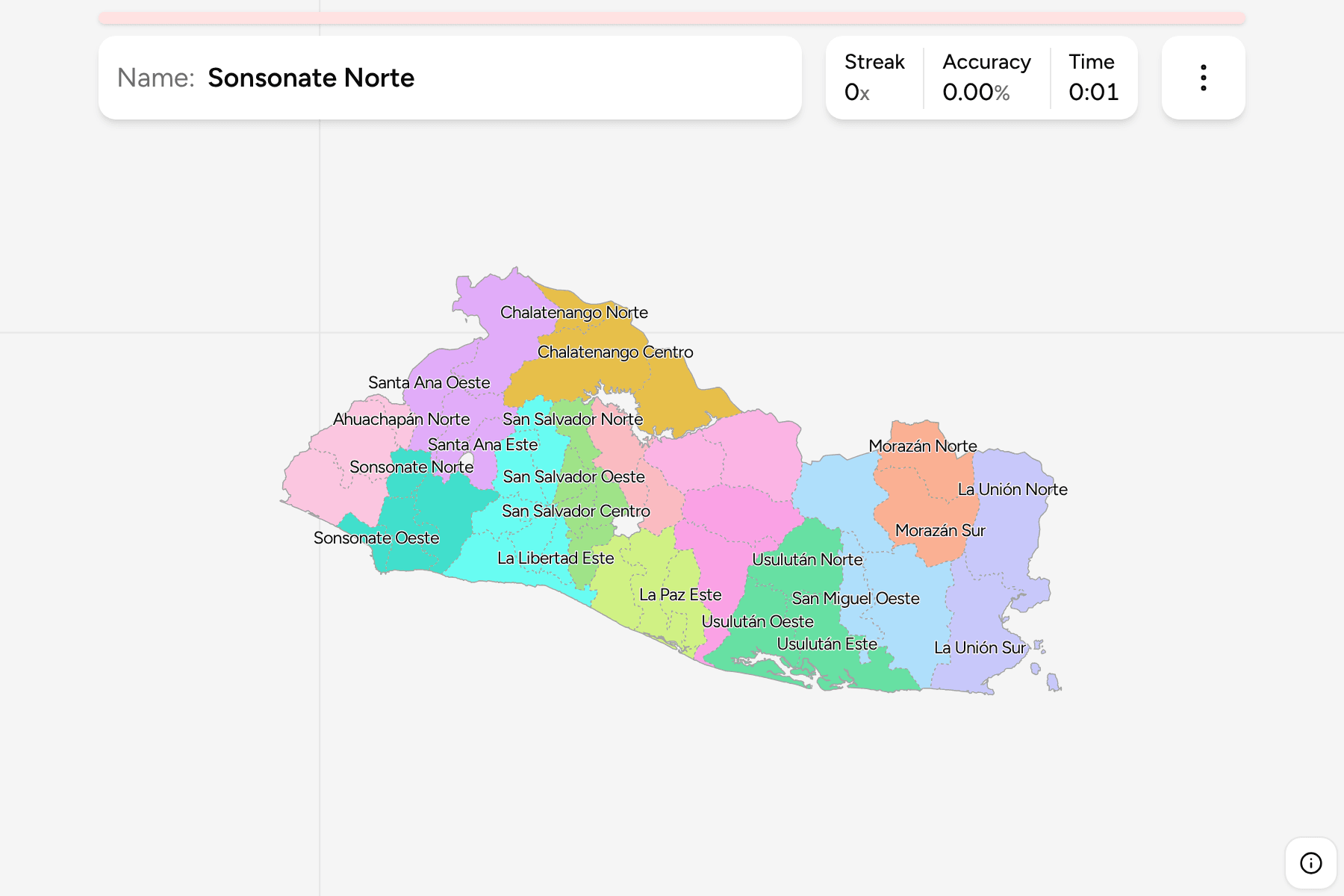 Screenshot of El Salvador Municipalities game