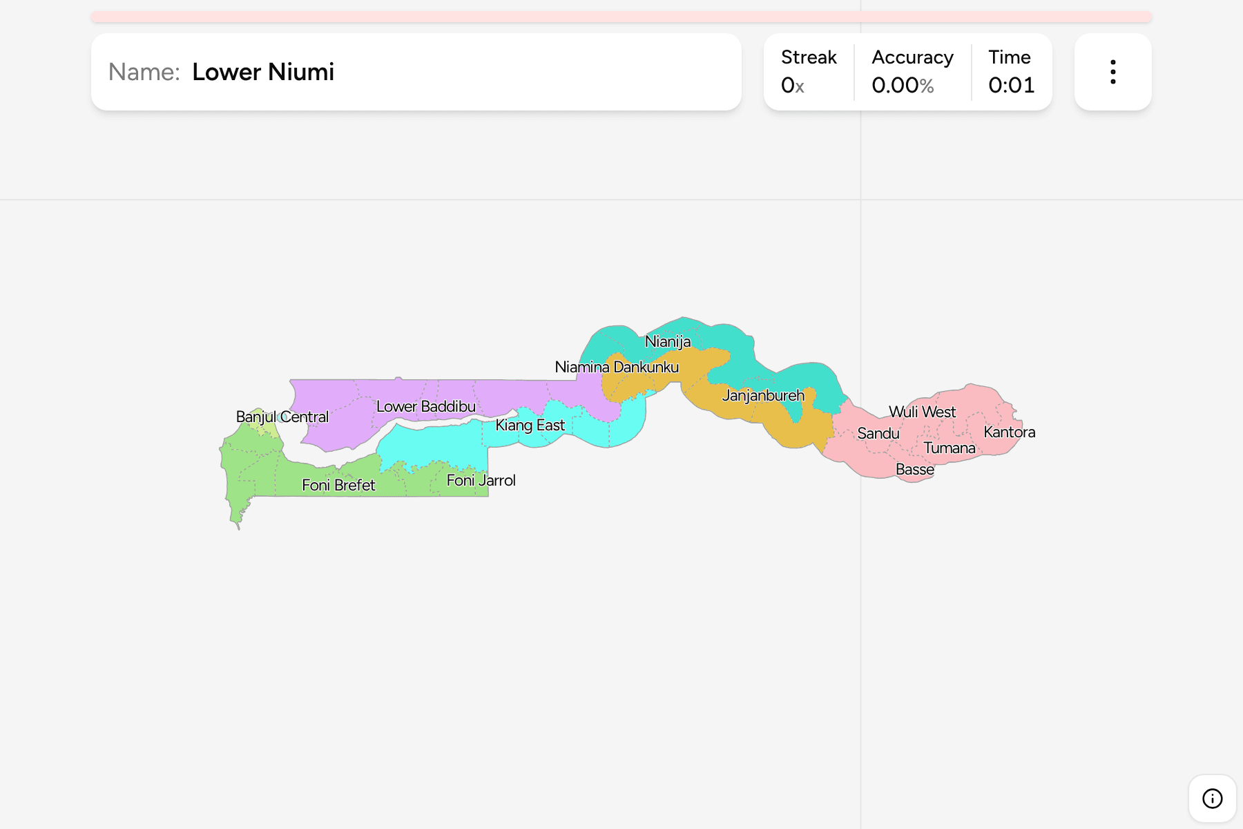 Screenshot of Gambia Districts game