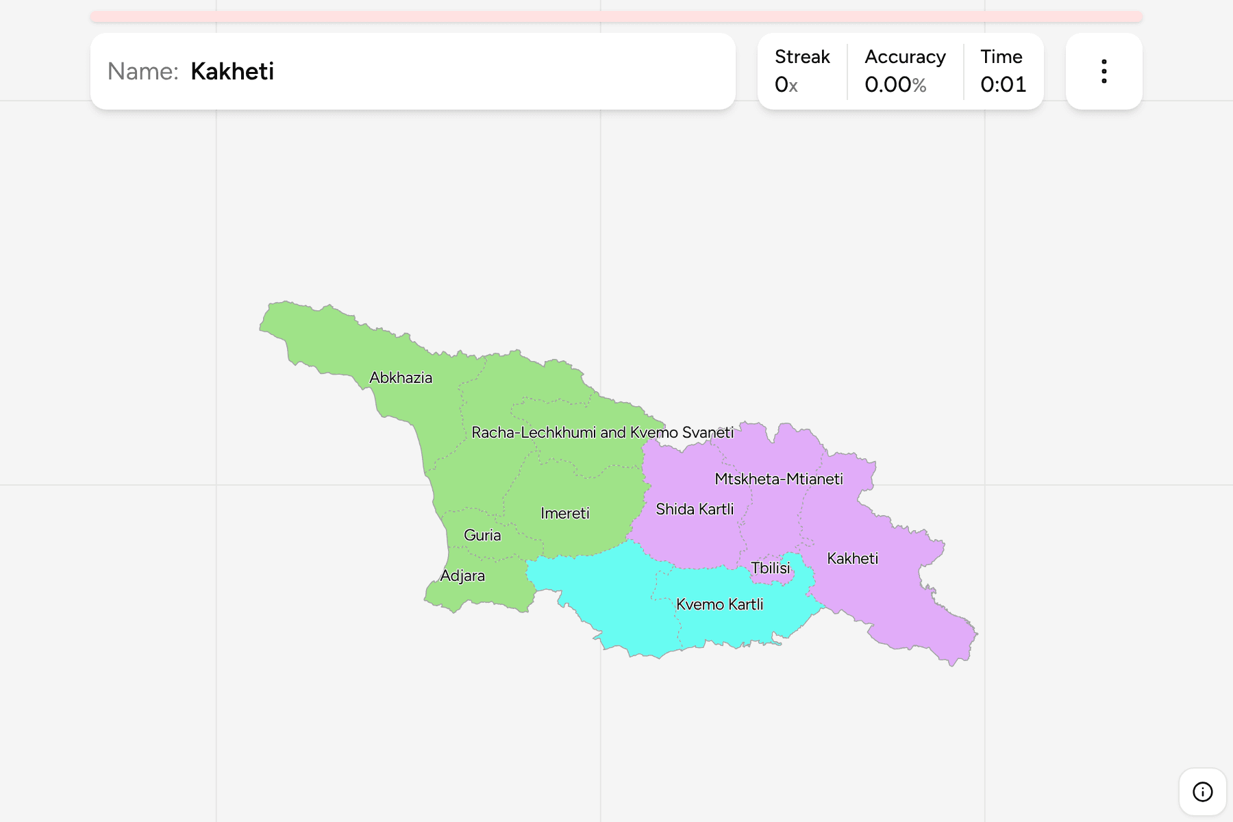 Screenshot of Georgia Regions game