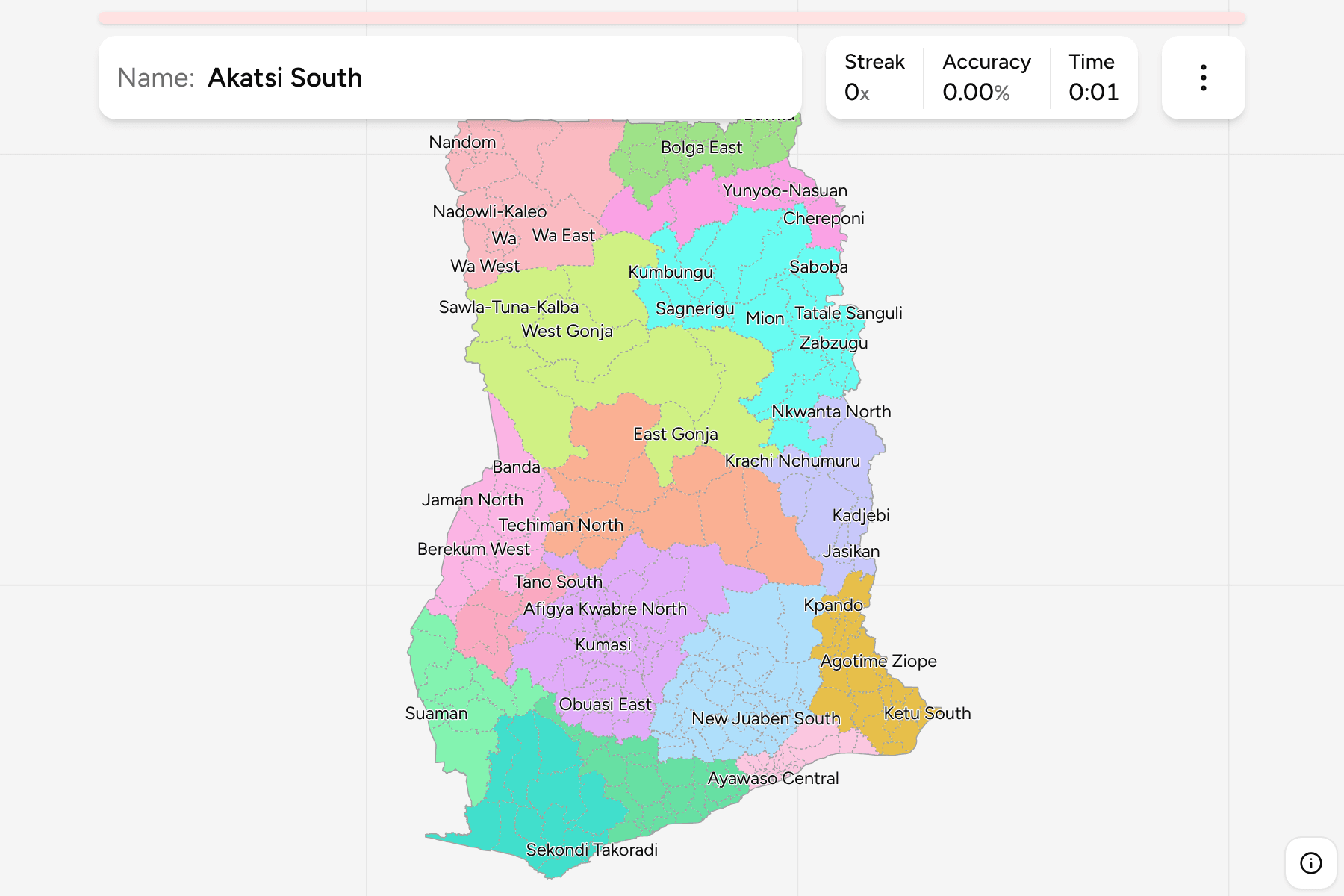 Screenshot of Ghana Districts game