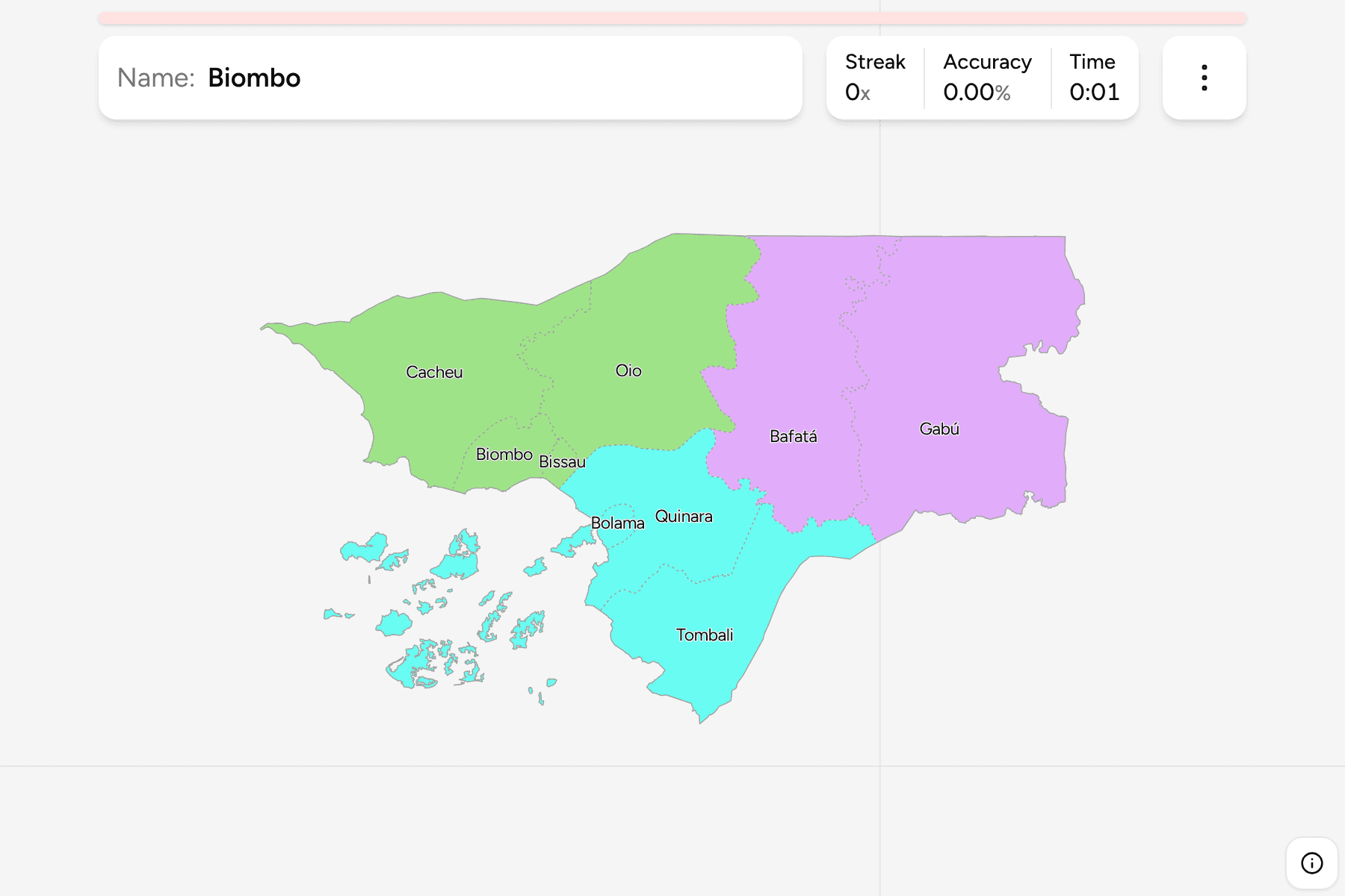 Screenshot of Guinea-Bissau Regions game