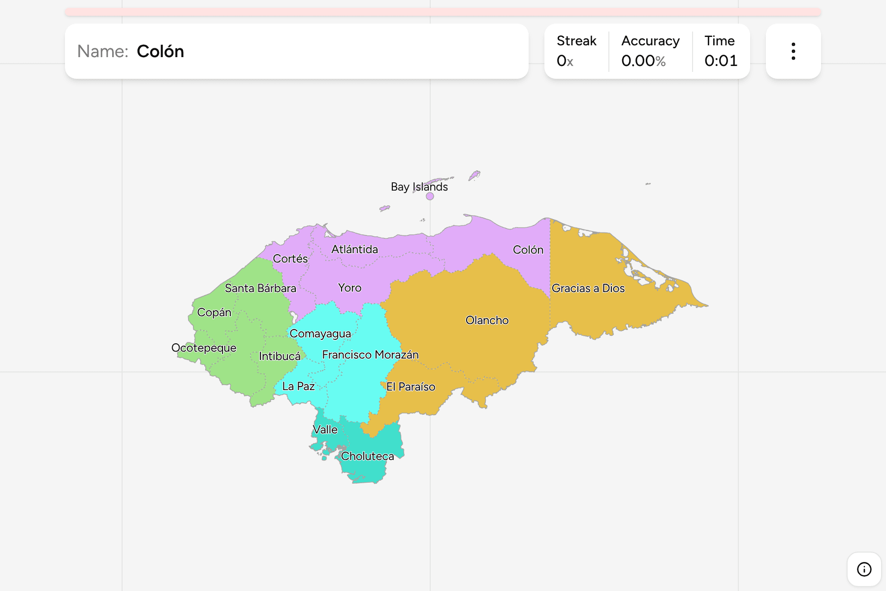 Screenshot of Honduras Departments game