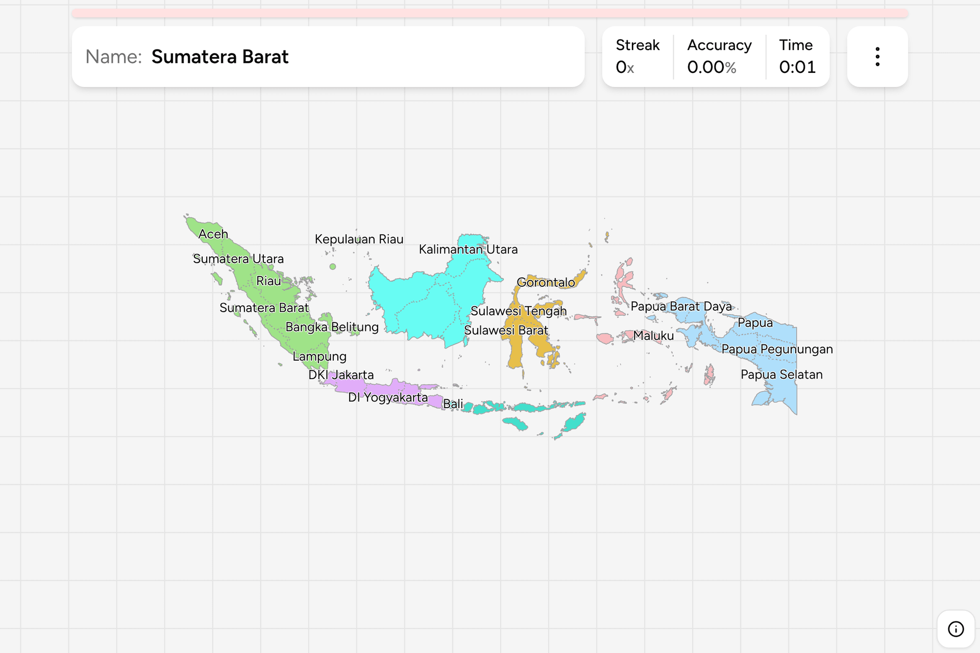 Screenshot of Indonesia Provinces game