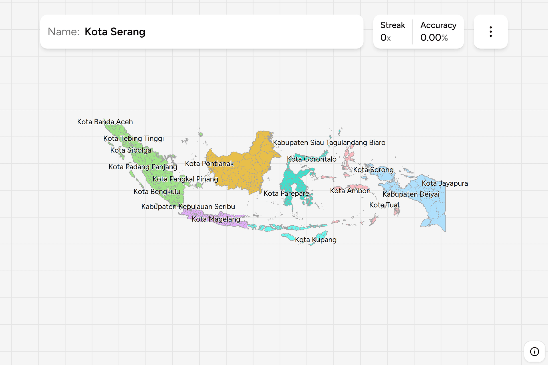 Screenshot of Indonesia Regencies game