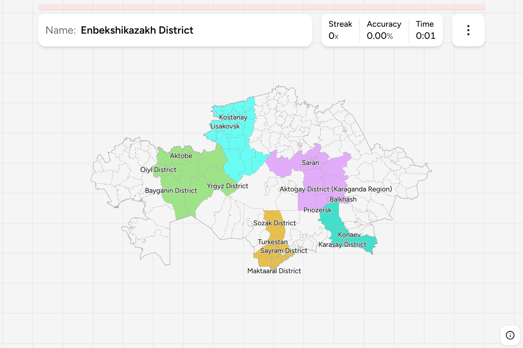 Screenshot of Kazakhstan Districts game