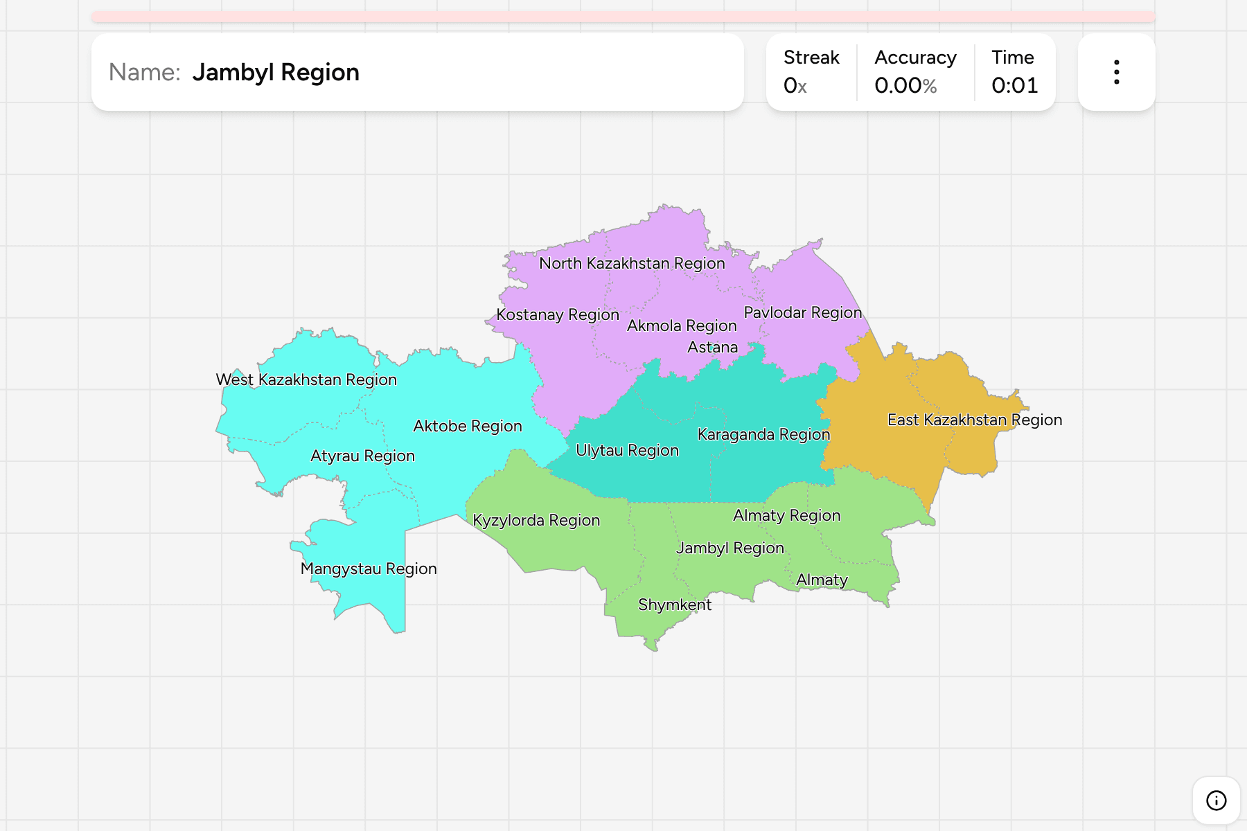 Screenshot of Kazakhstan Regions game