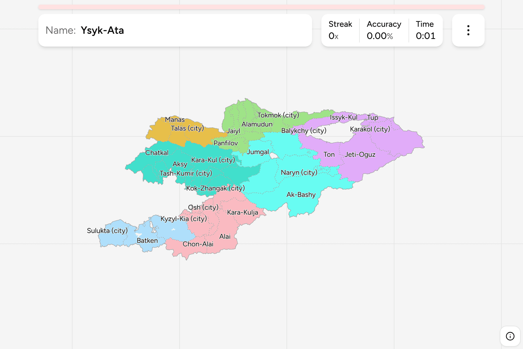Screenshot of Kyrgyzstan Districts game