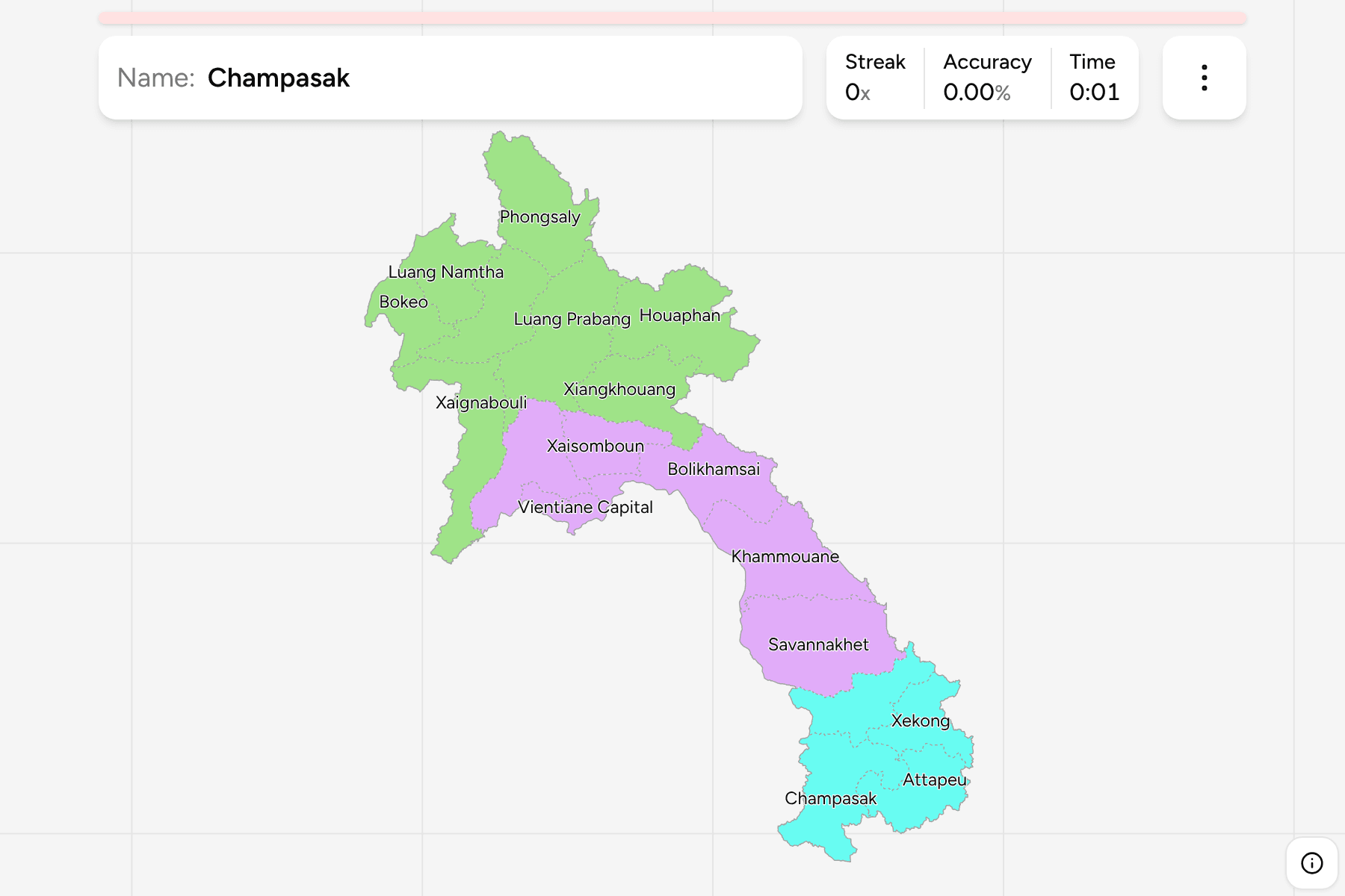 Screenshot of Laos Provinces game