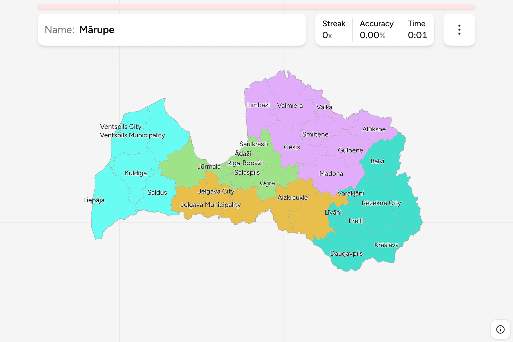 Screenshot of Latvia Municipalities game
