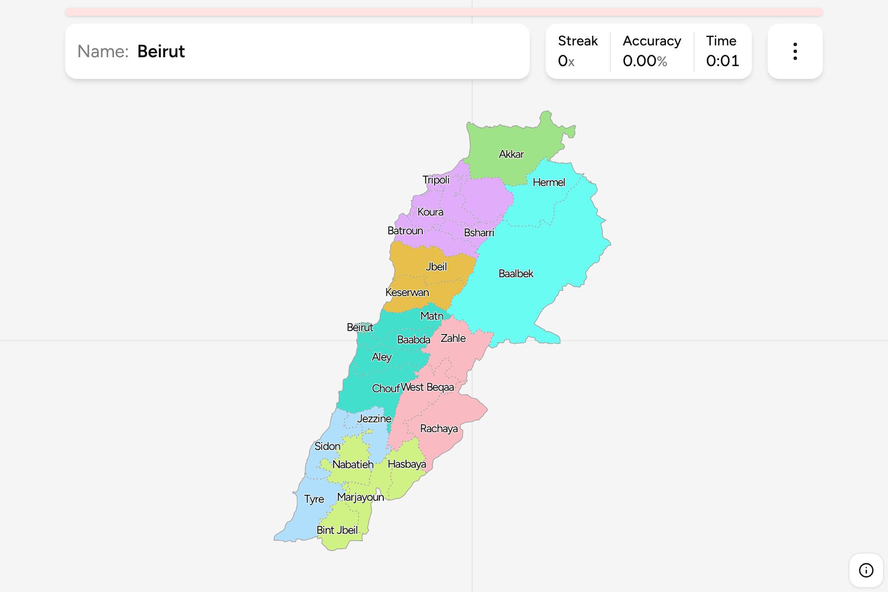 Screenshot of Lebanon Districts