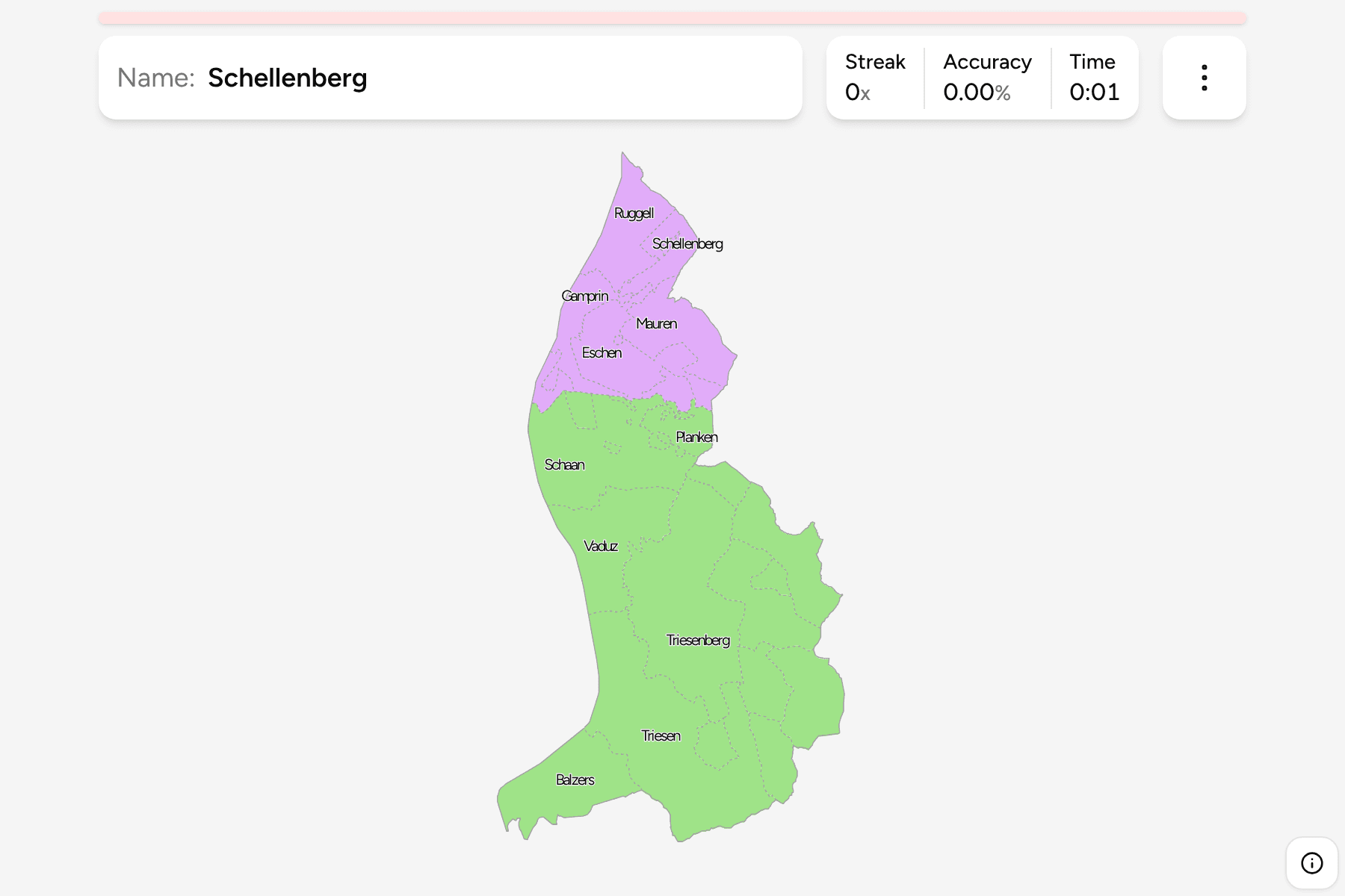 Screenshot of Liechtenstein Municipalities game