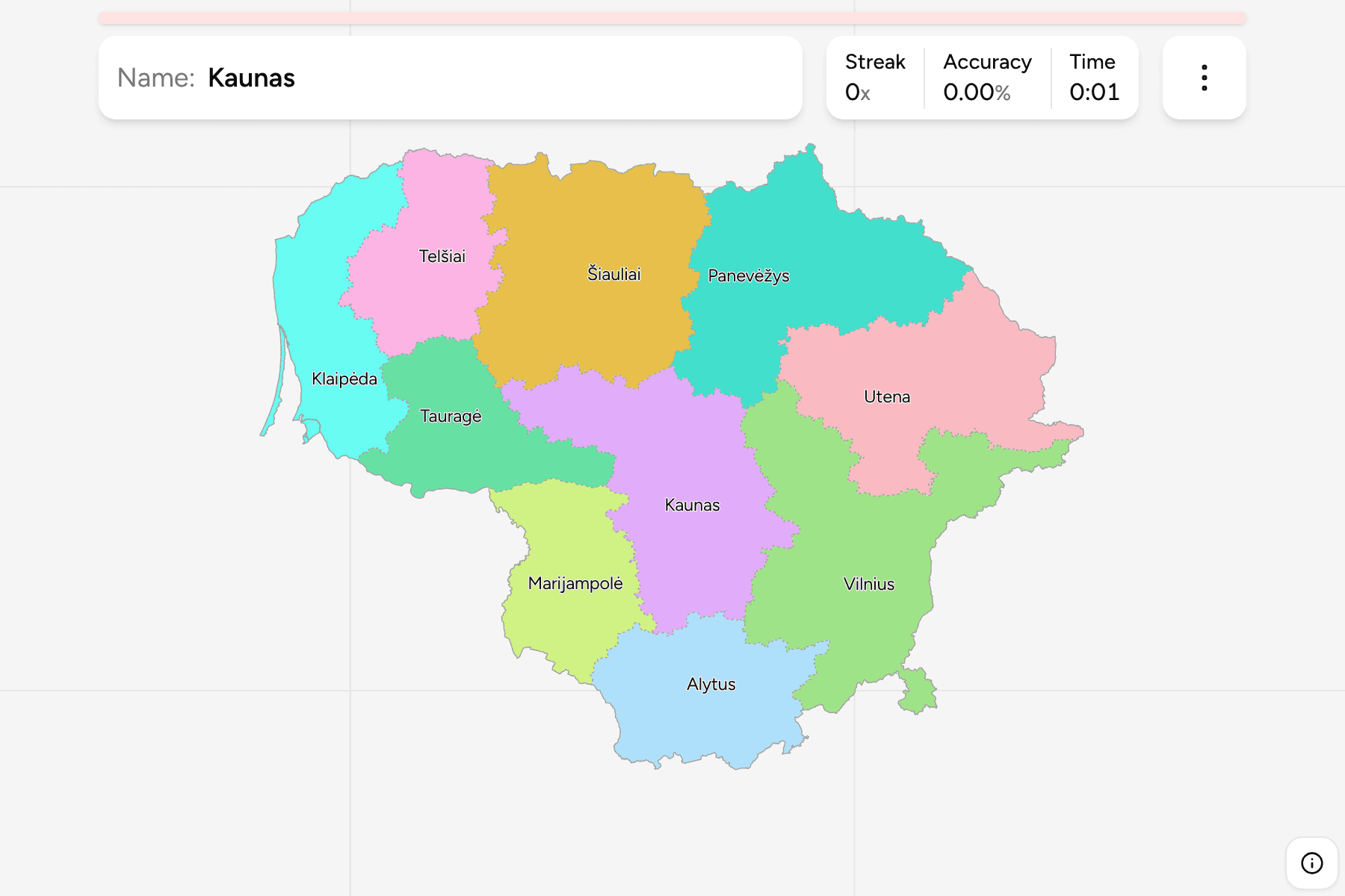 Screenshot of Lithuania Counties game