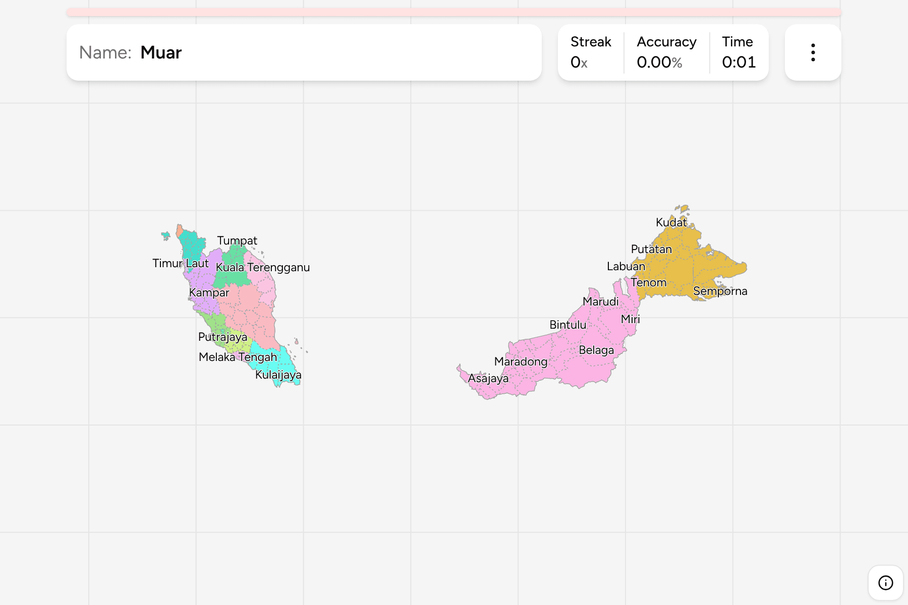 Screenshot of Malaysia Districts game