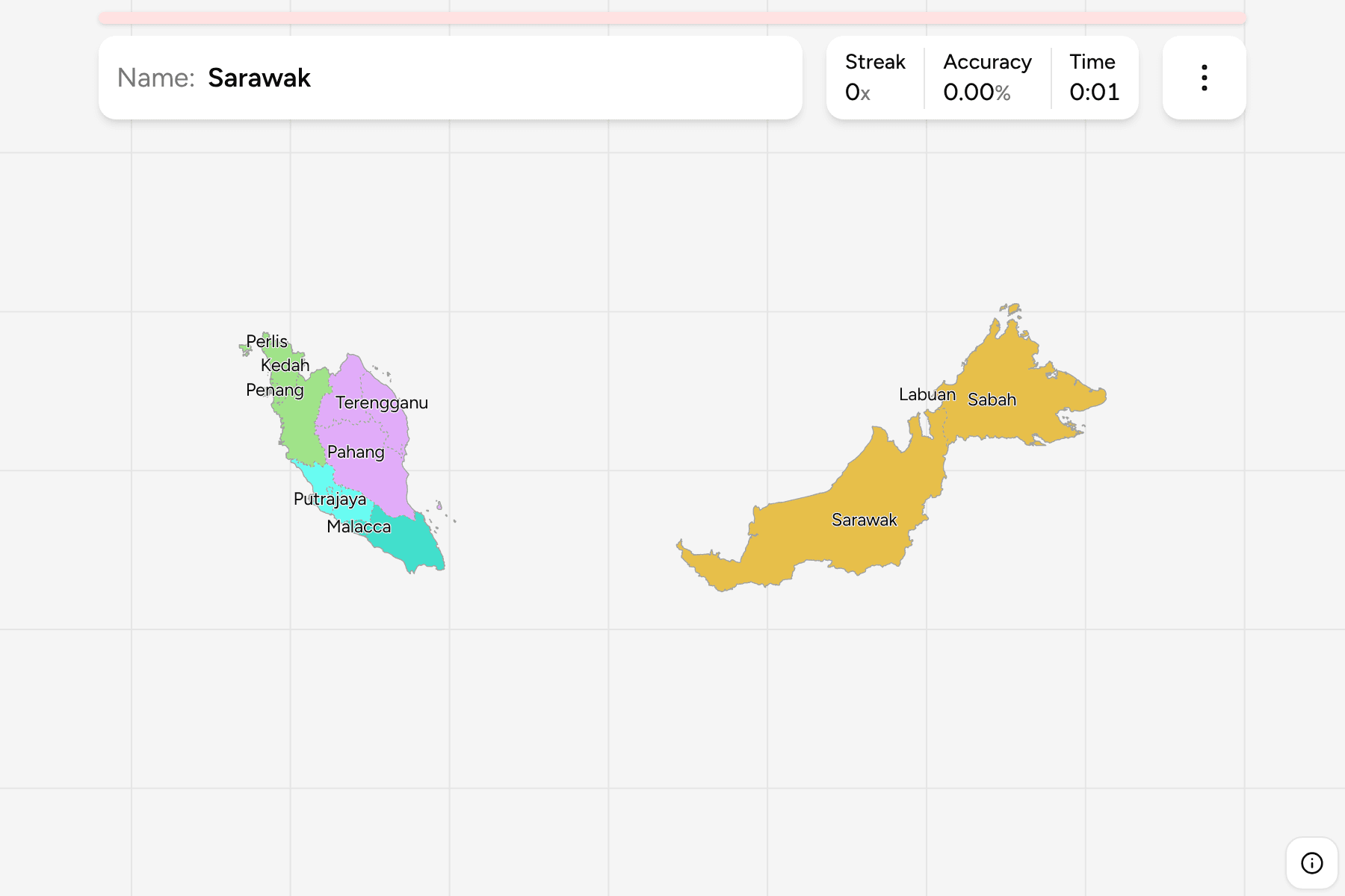 Screenshot of Malaysia States game