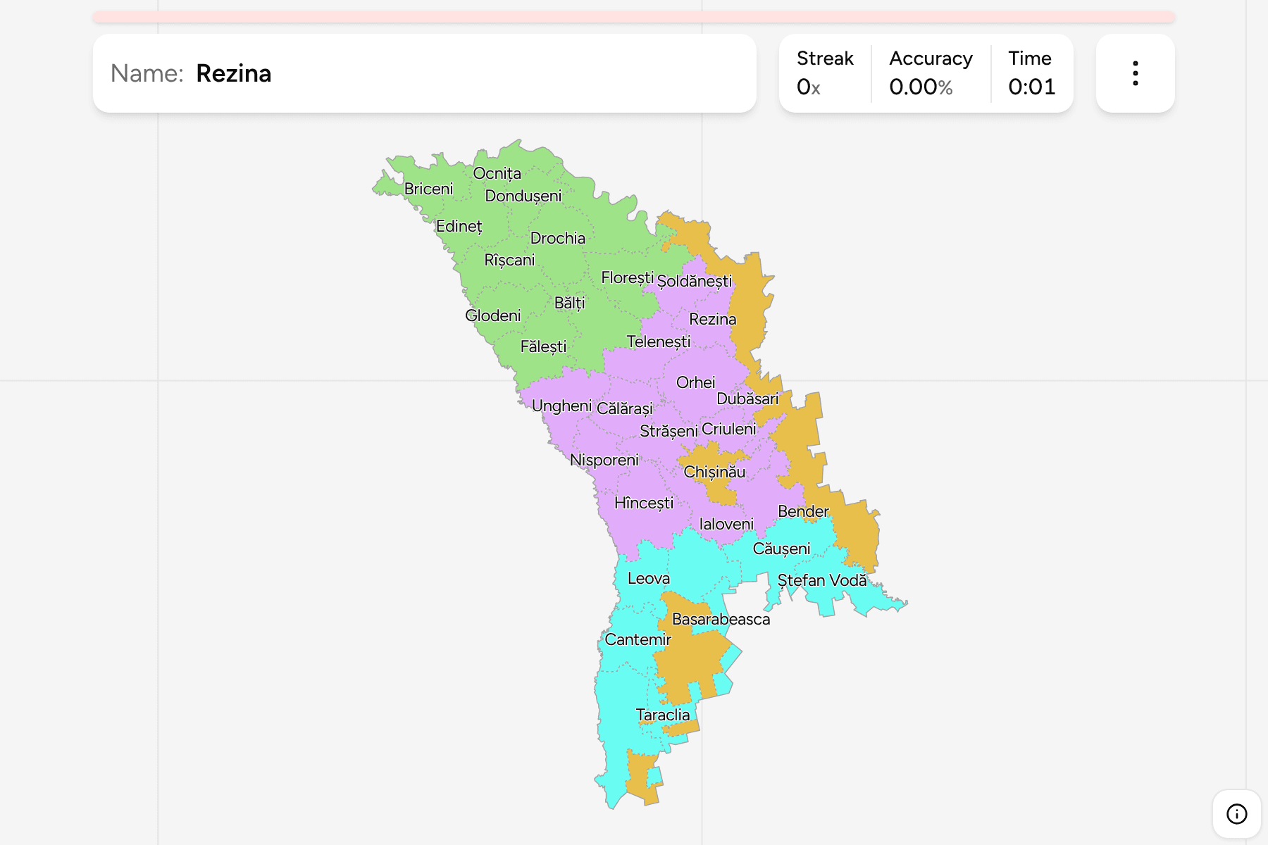 Screenshot of Moldova Districts game