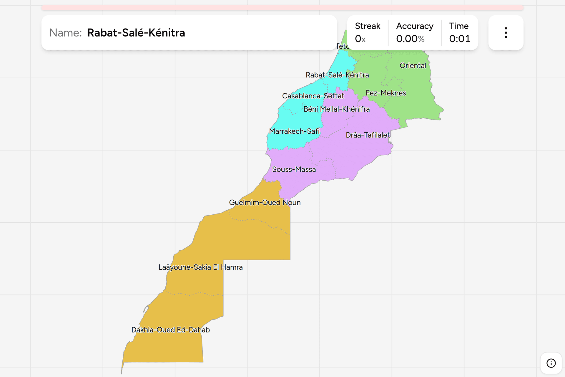 Screenshot of Morocco Regions game