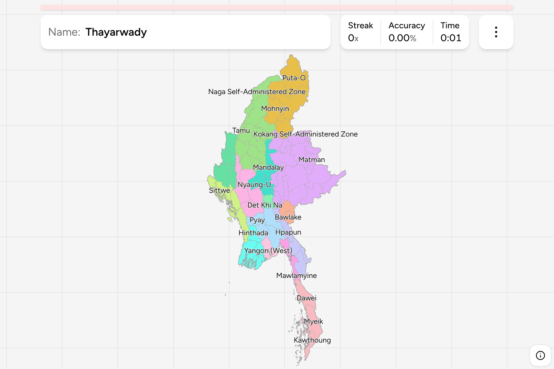 Screenshot of Myanmar Districts game