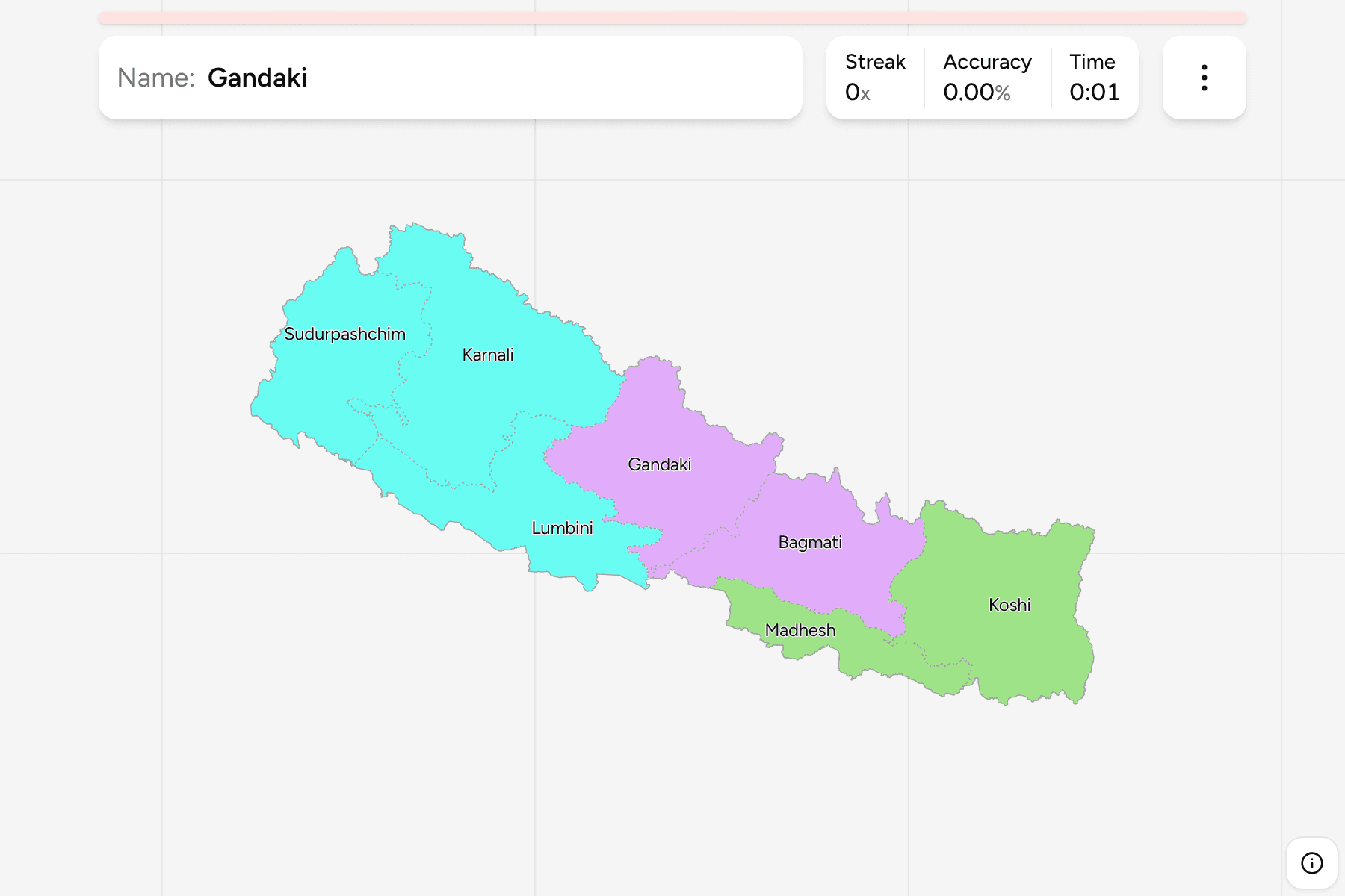 Screenshot of Nepal Provinces game