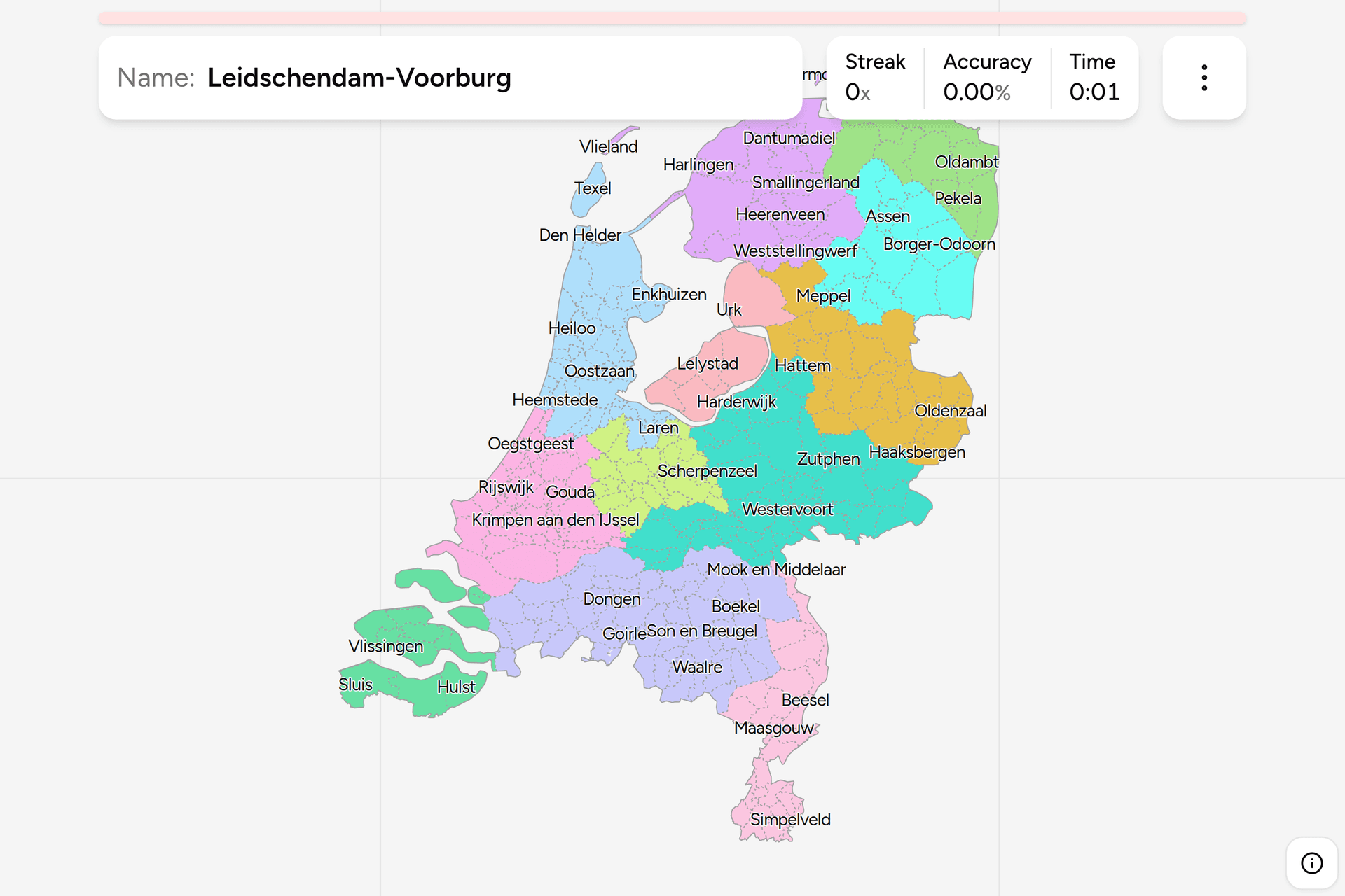 Screenshot of Netherlands Municipalities game