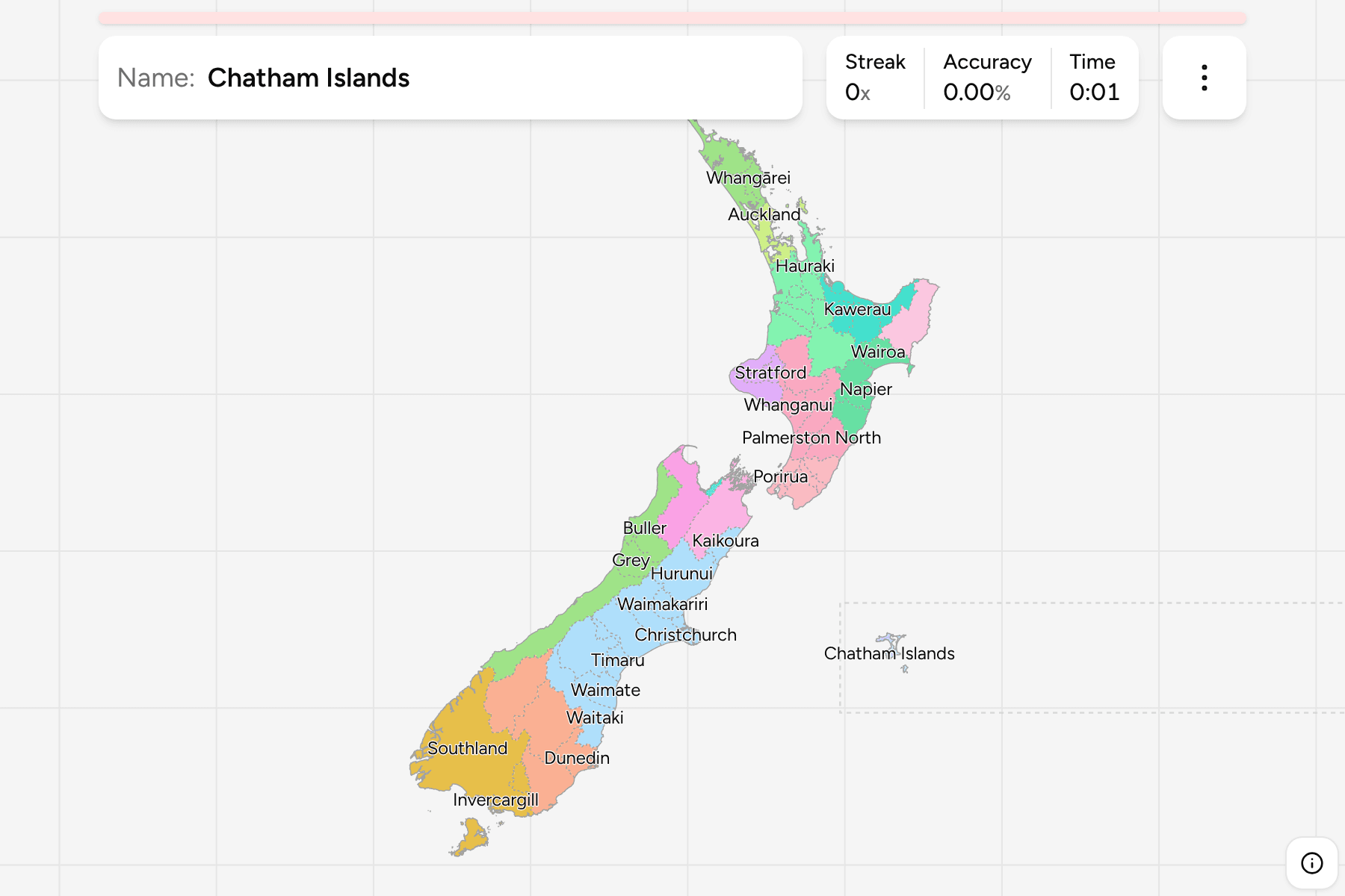 Screenshot of New Zealand Districts game