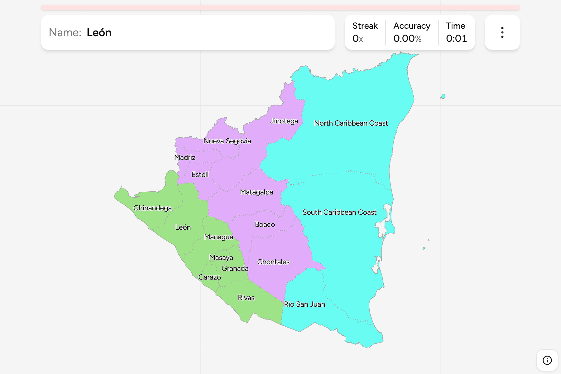 Screenshot of Nicaragua Departments game