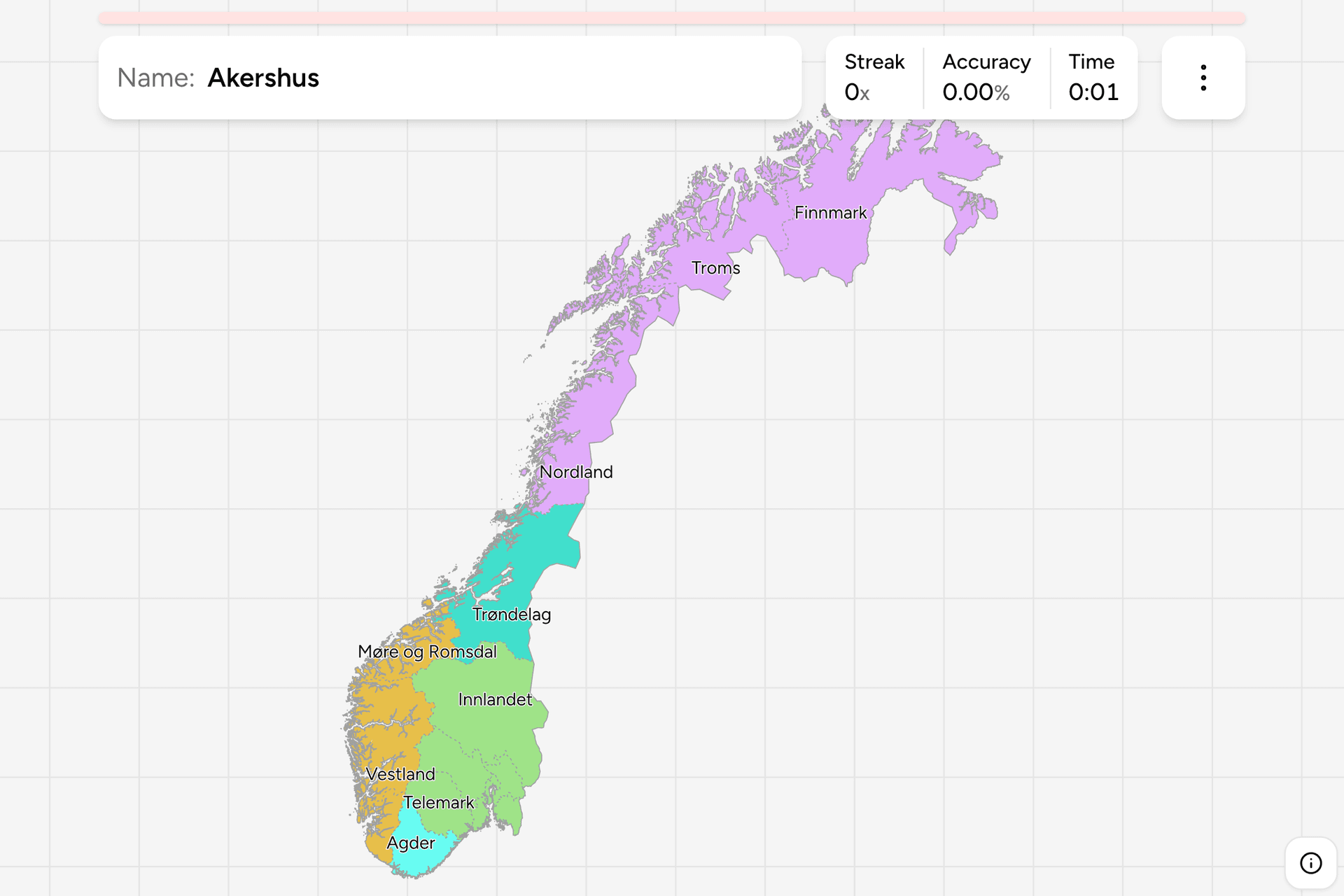 Screenshot of Norway Counties game
