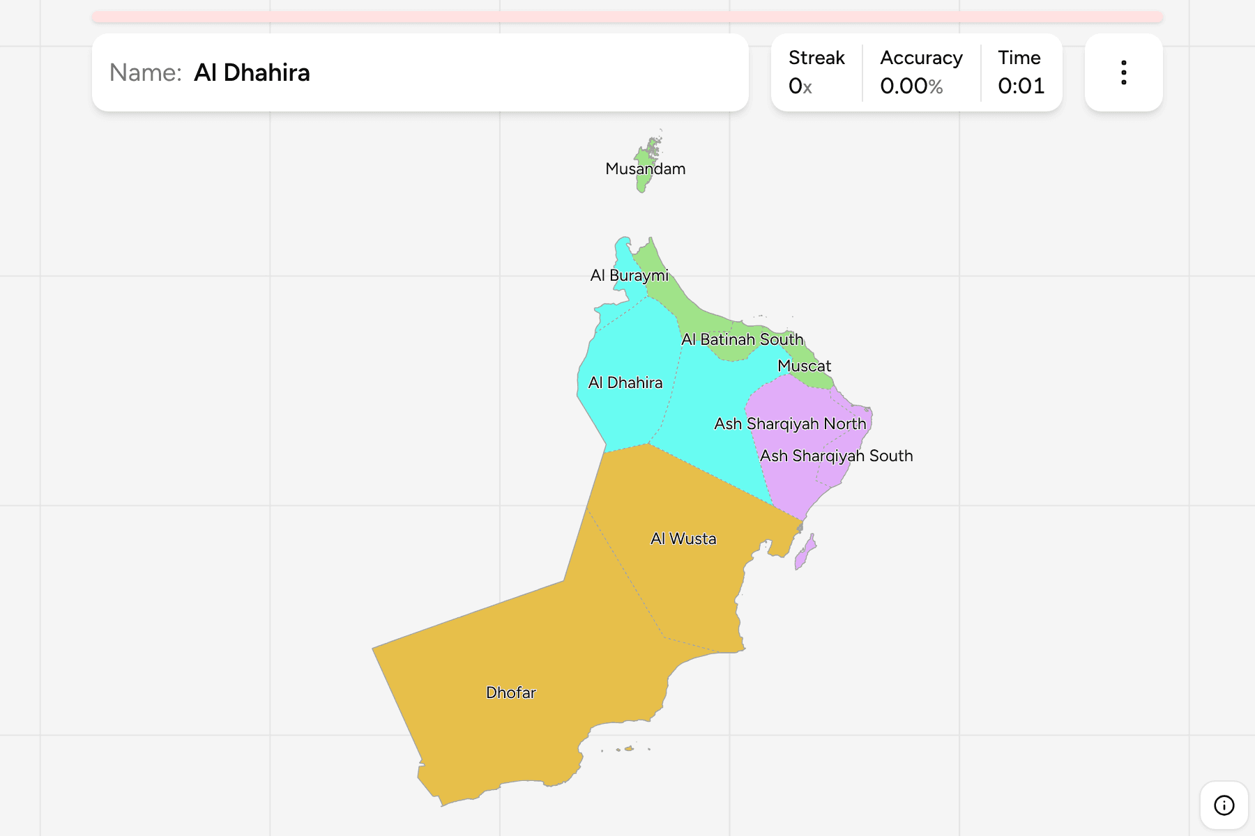 Screenshot of Oman Governorates game