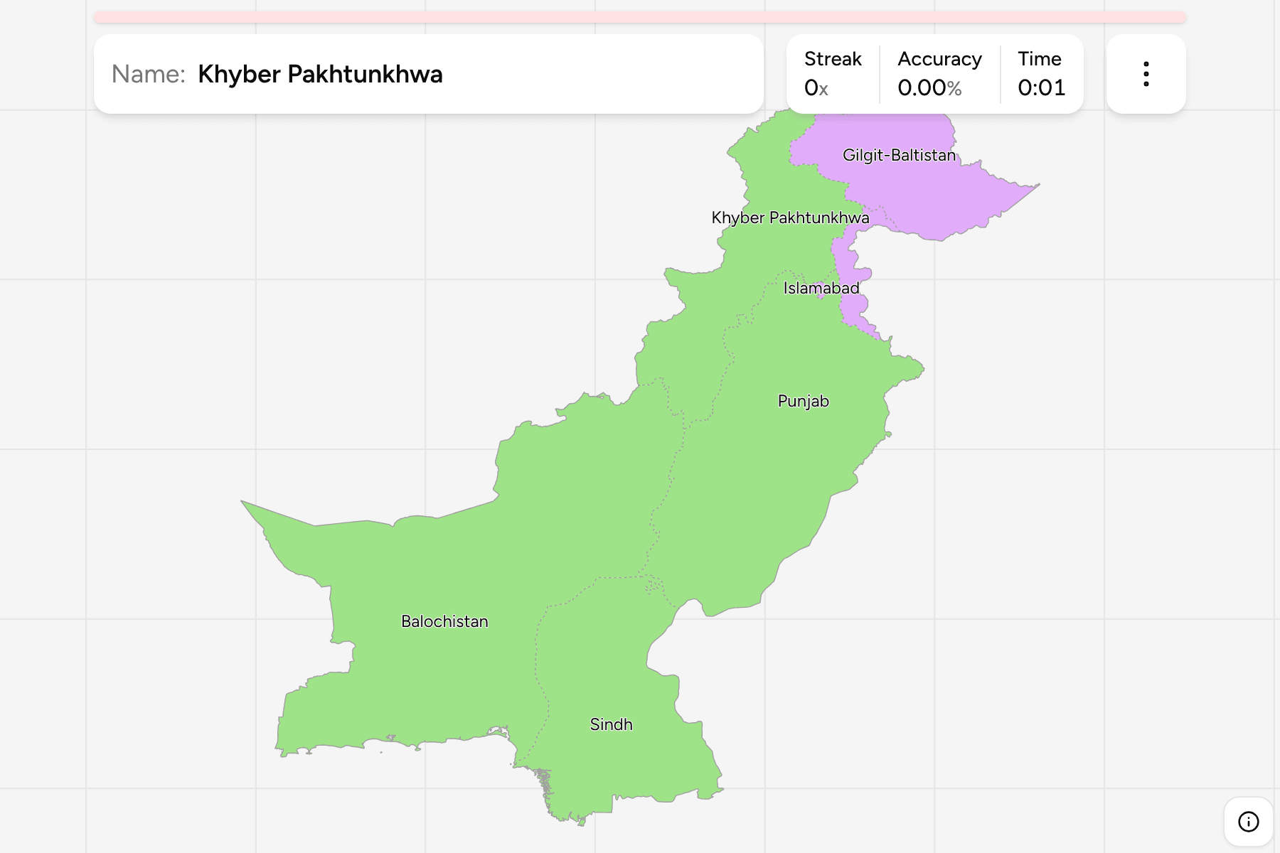 Screenshot of Pakistan Provinces game
