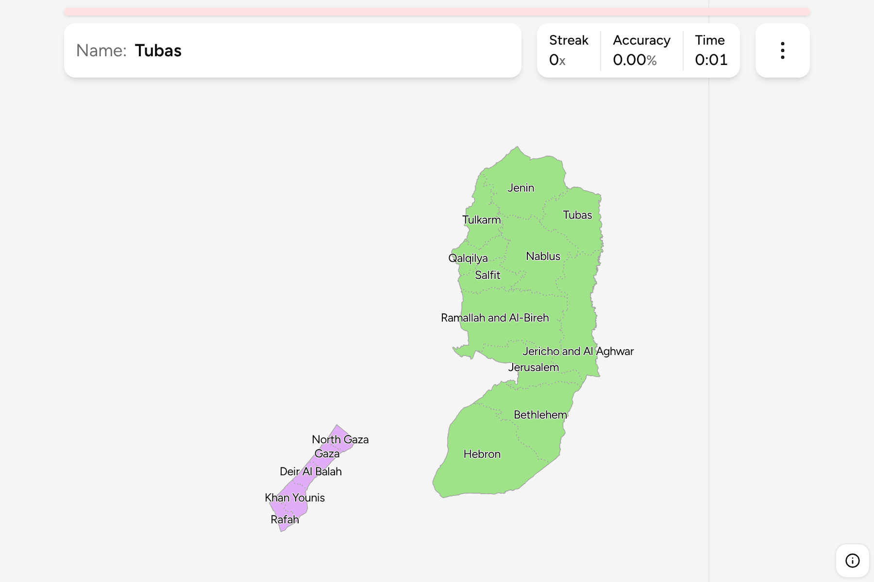 Screenshot of Palestine Governorates