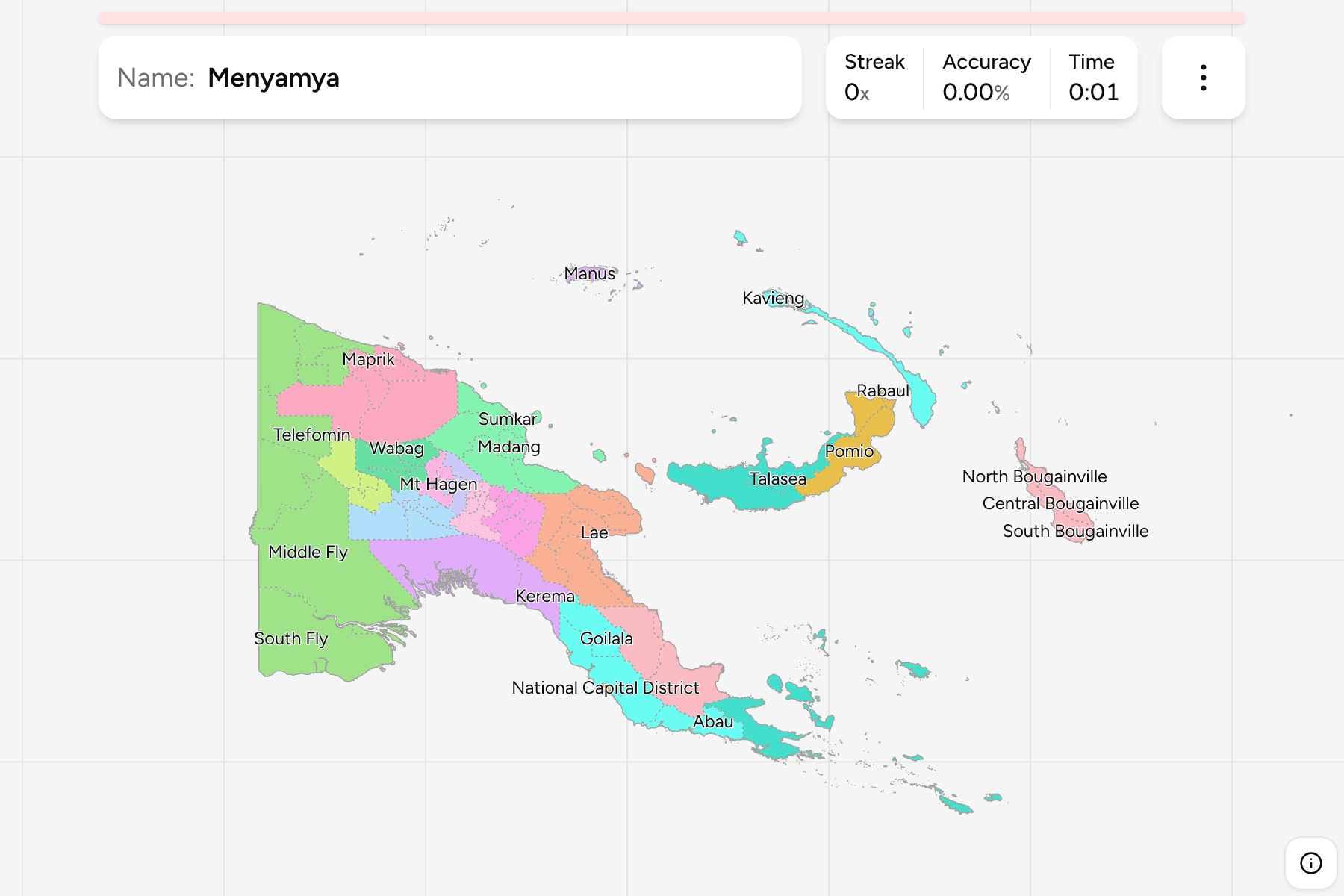 Screenshot of Papua New Guinea Districts game
