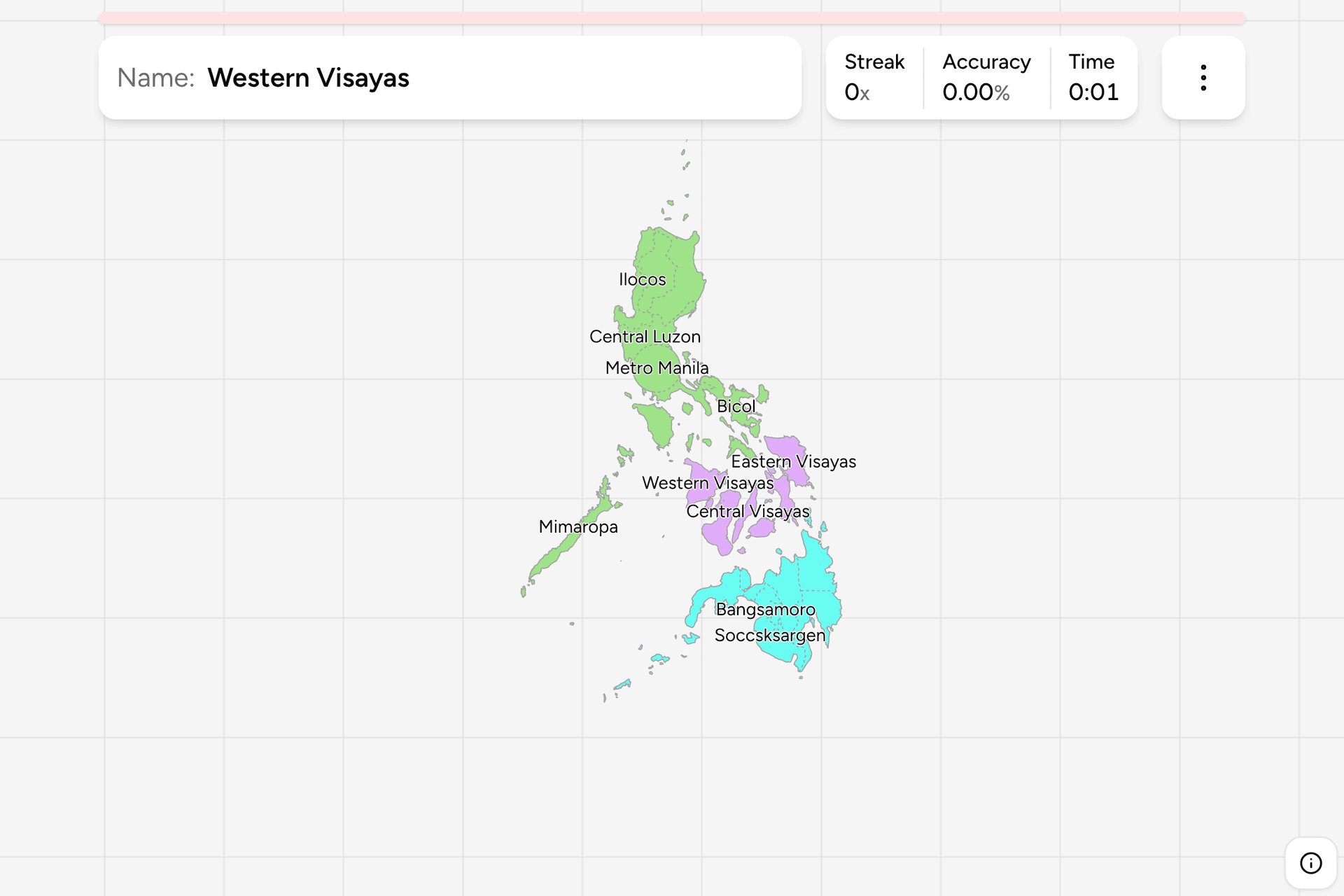 Screenshot of Philippines Regions game